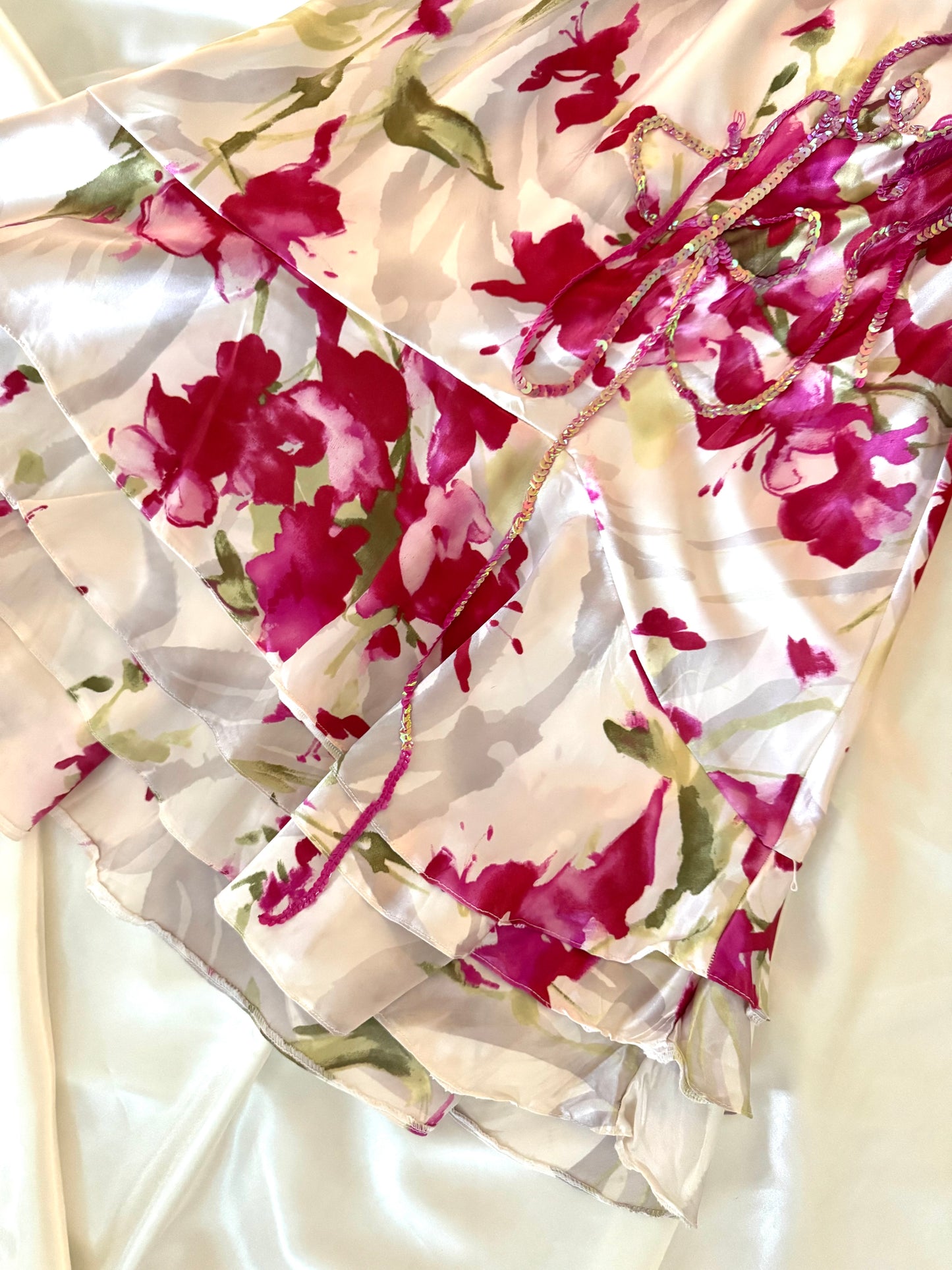 Absolutely Beautiful Sequin White & Pink Vintage Dress