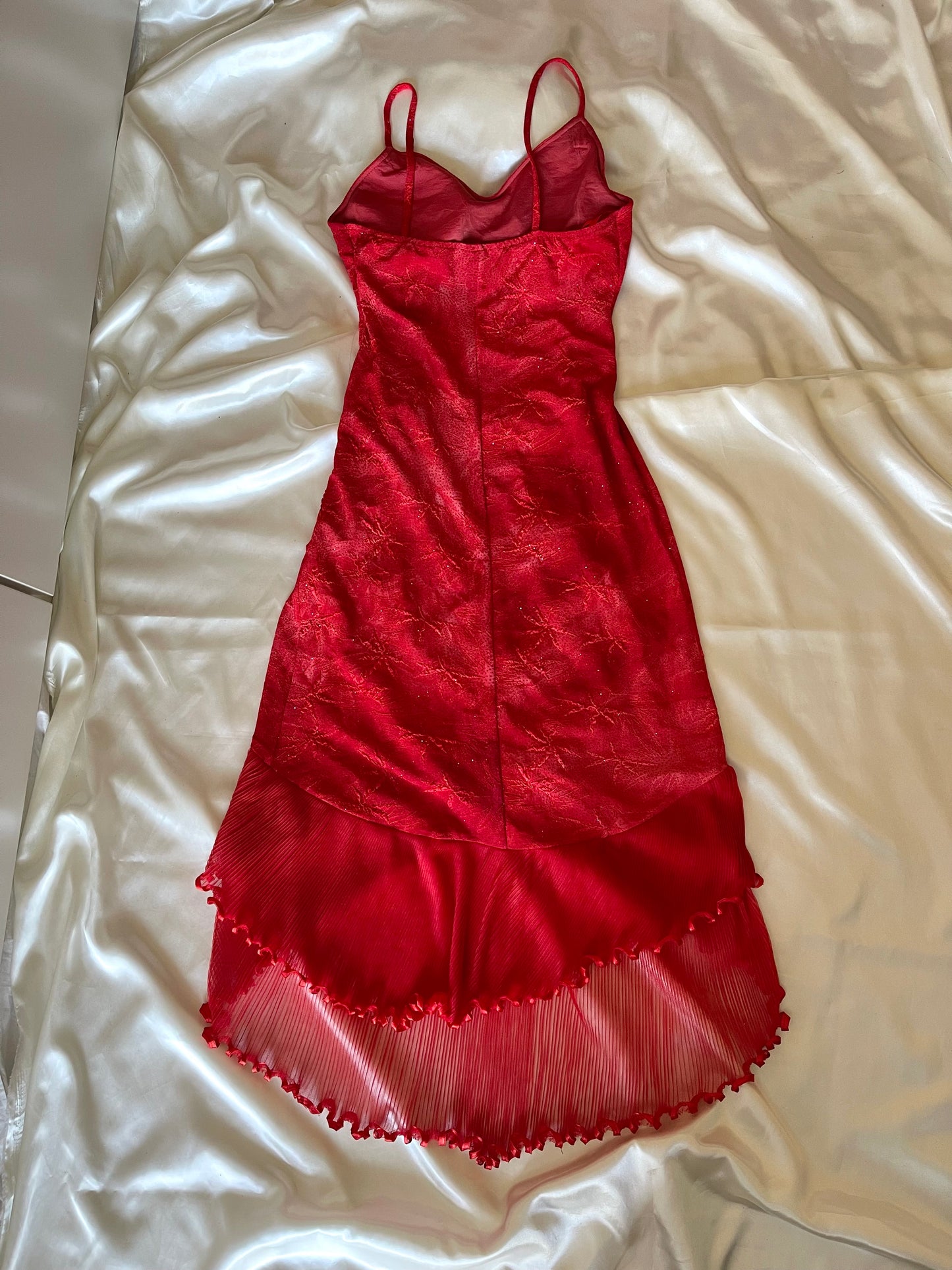 Cute Red Frill Sparkly Vintage Dress