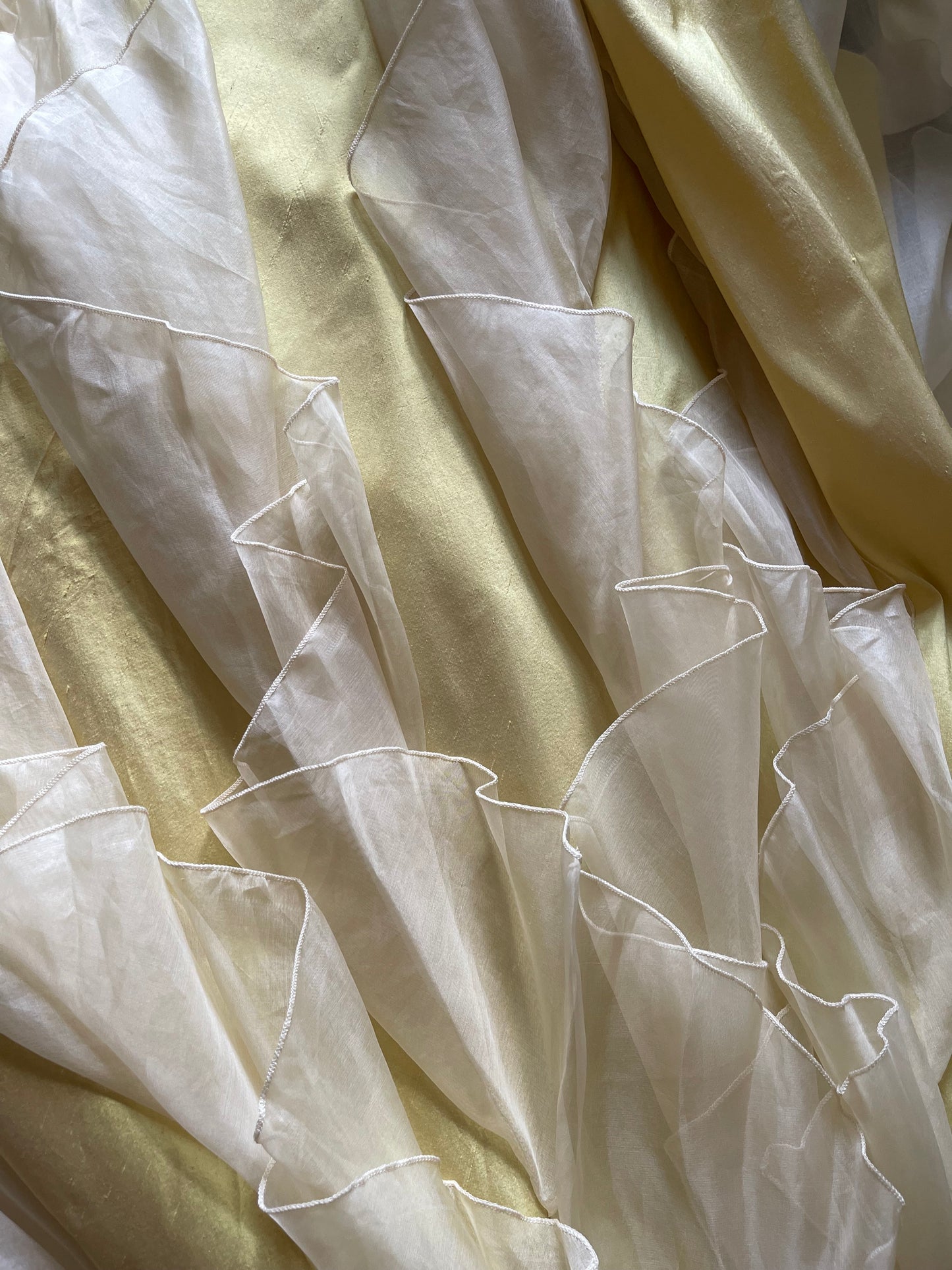 Beautiful Floral Subtle Yellow Silk Vintage Dress