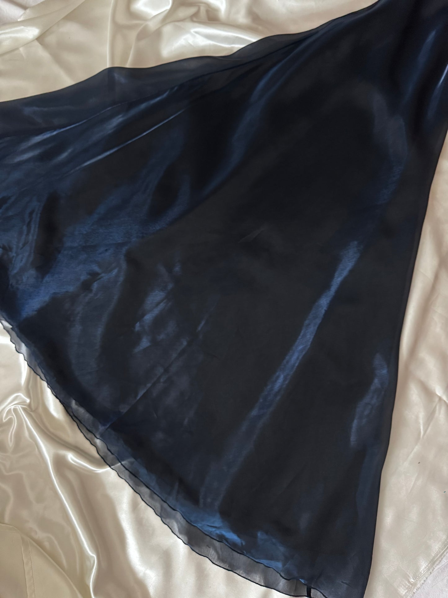 Dark Blue Vampy Long Vintage Satin Gown