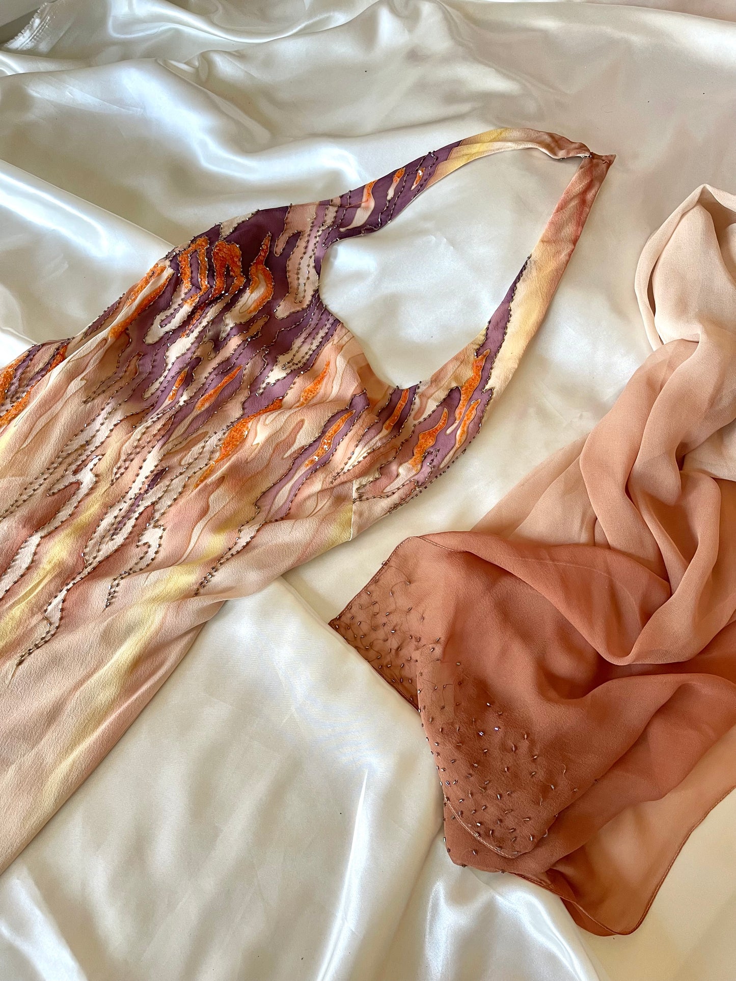 Spectacular Brown Beaded Silk Dress