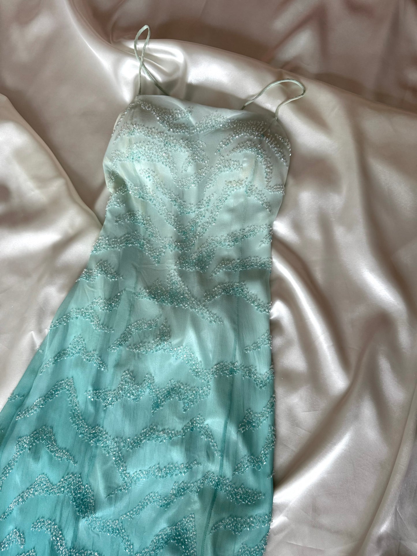 Enchanting Blue Silk Beaded Vintage Dress - REPAIR & RESTORE