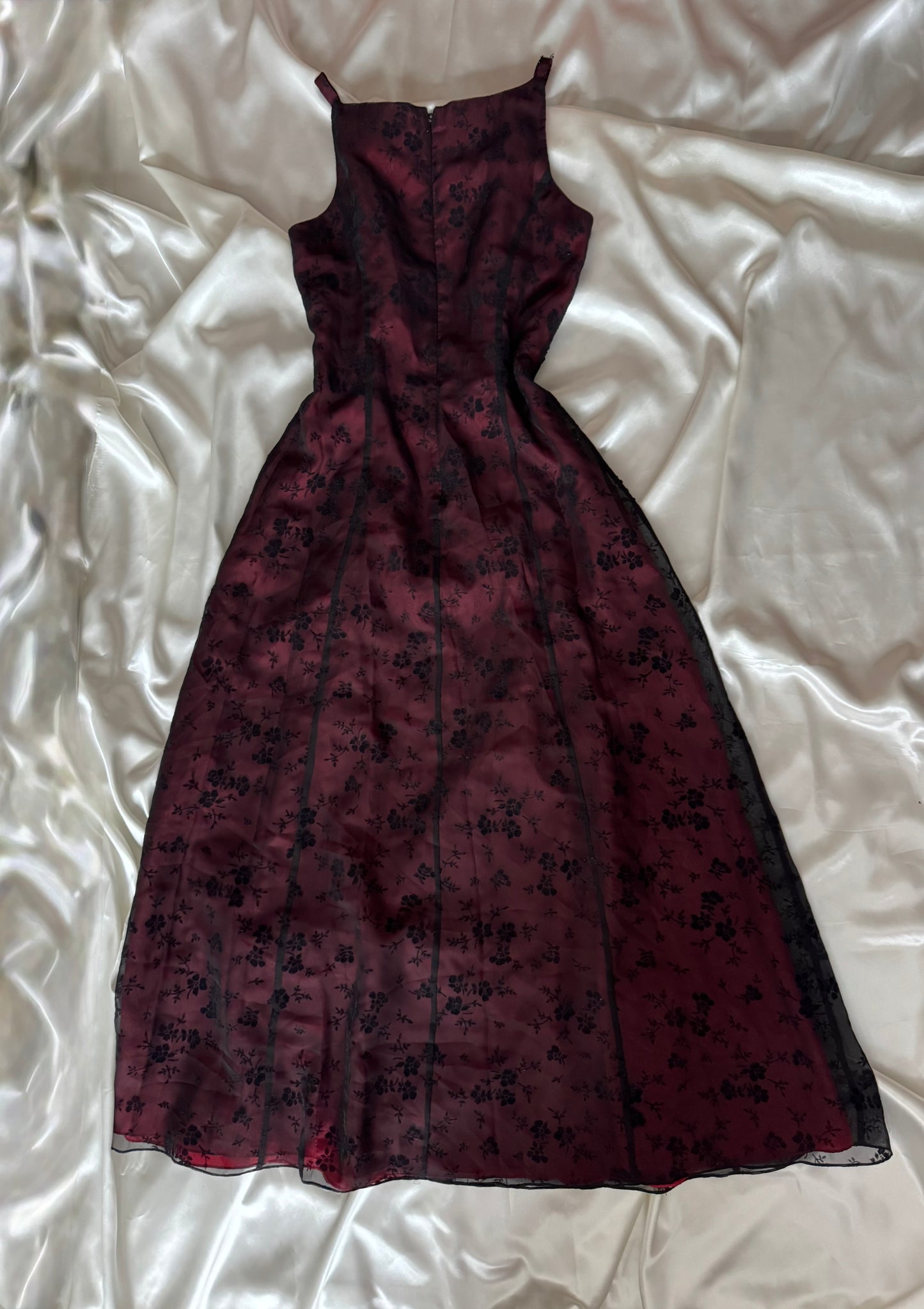 Gorgeous Red & Black Tulle Beaded Gothic Vintage Gown