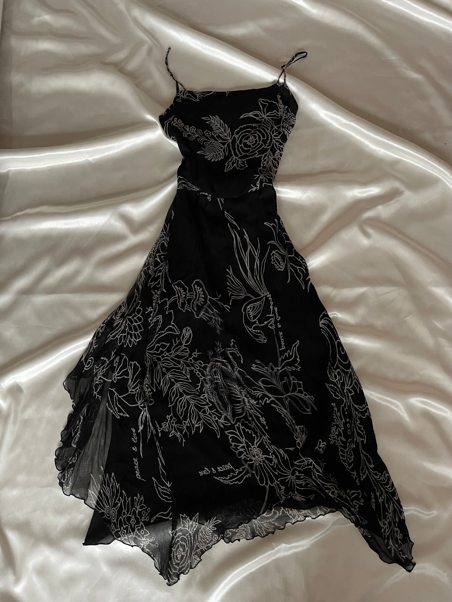 Delicate Black Floral Vintage Dress