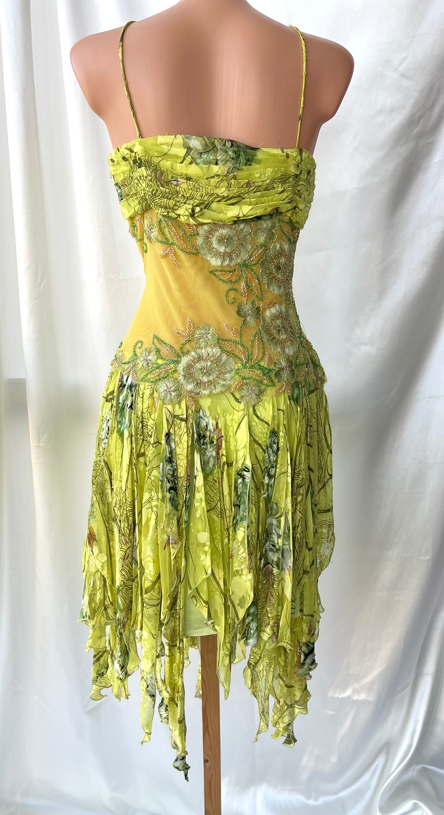 Spectacular Green Beaded Floral Dress