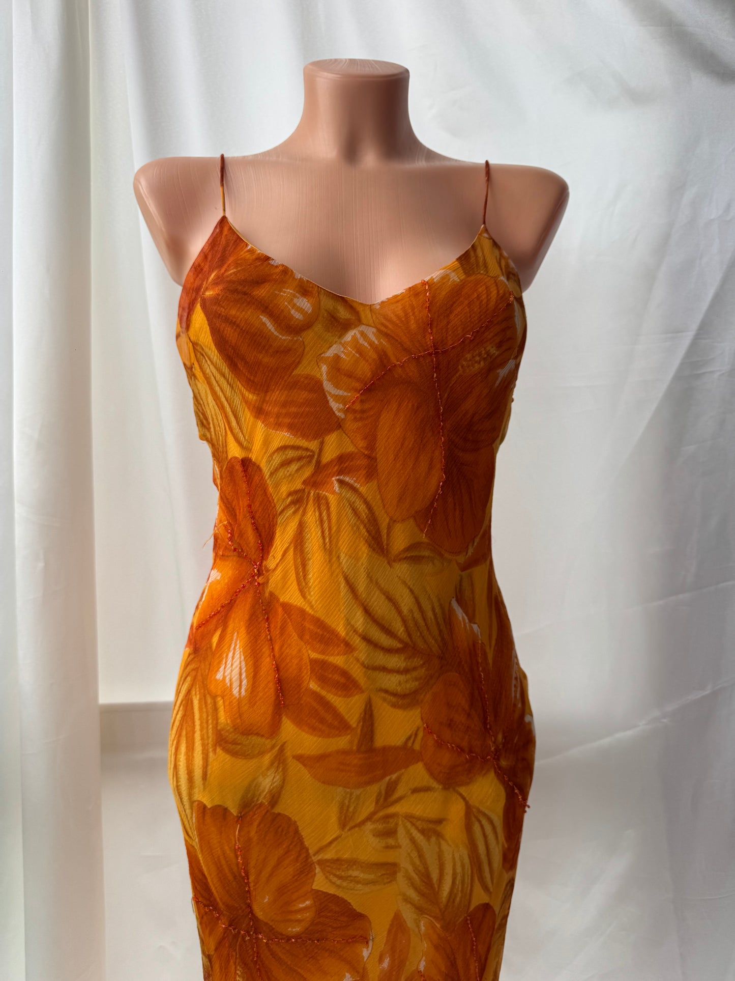 Orange Vintage Tropical Dress