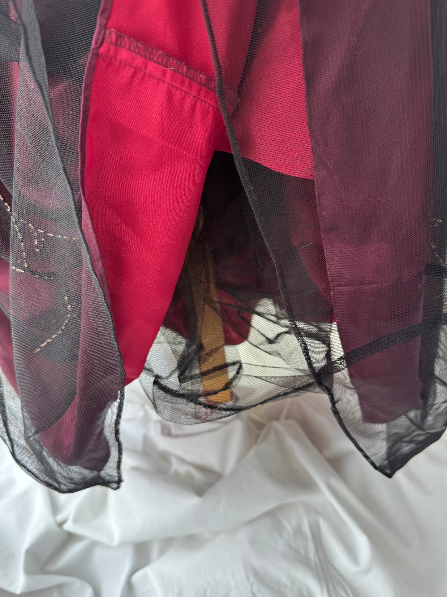 Gorgeous Red & Black Tulle Beaded Gothic Vintage Gown