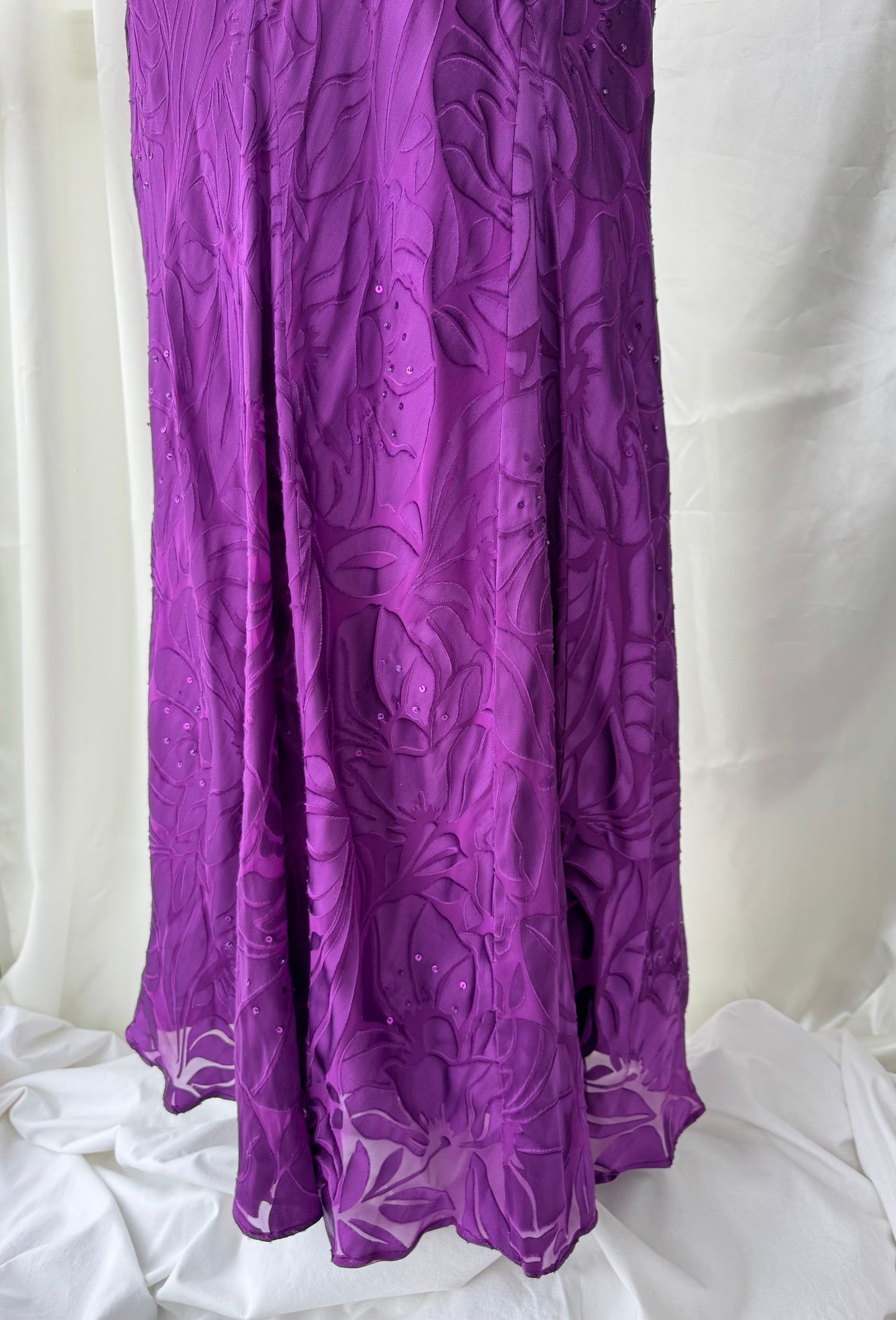 Long Purple Beaded Floral Dress