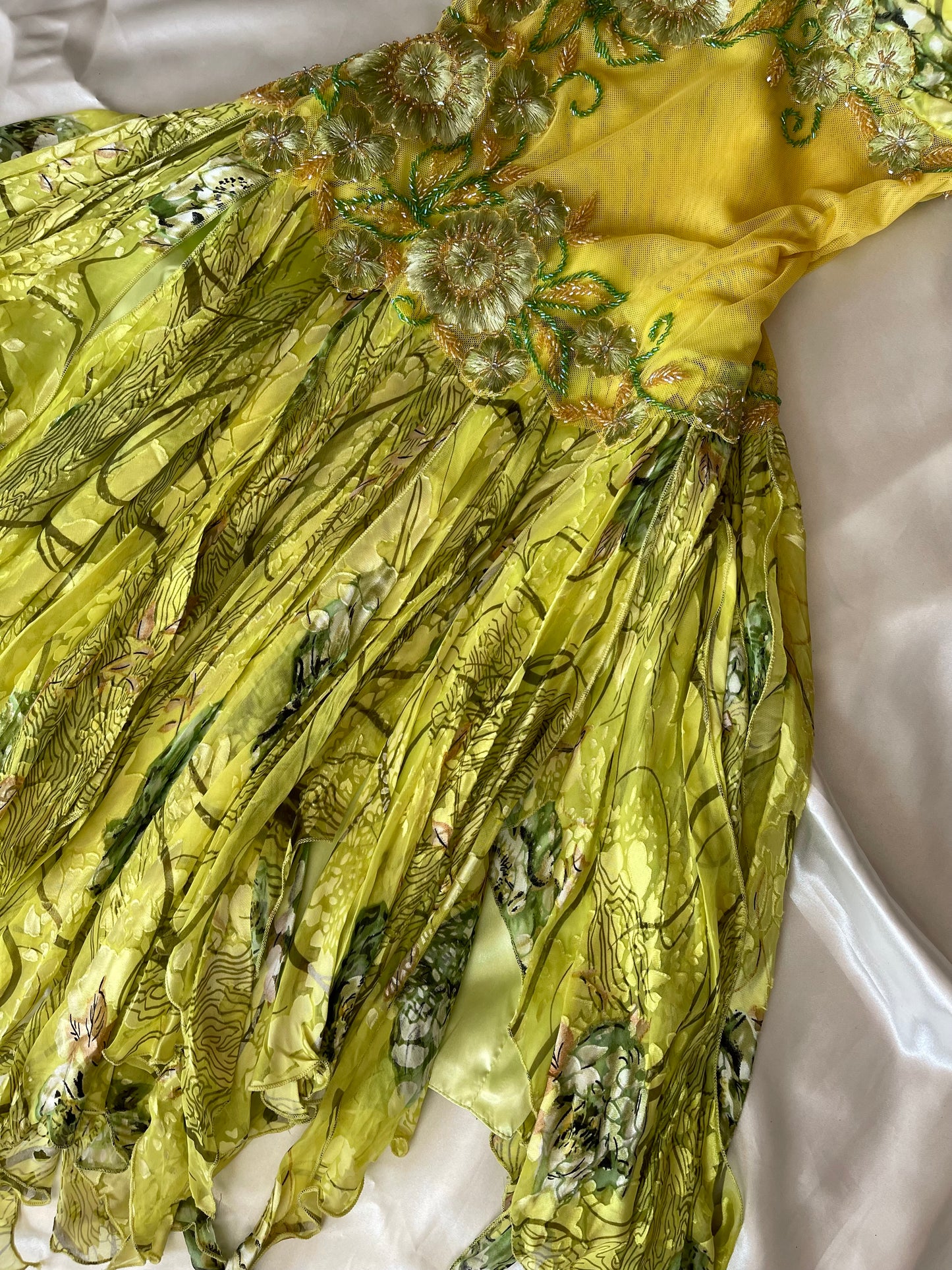 Spectacular Green Beaded Floral Dress