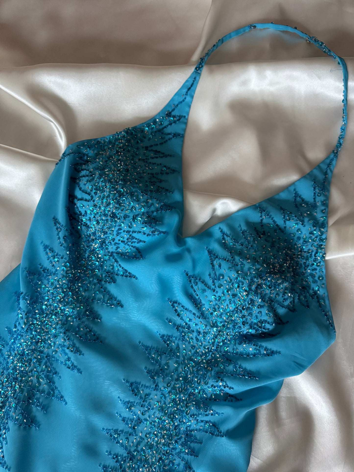 Absolutely Beautiful Light Blue Vintage Beaded Dress