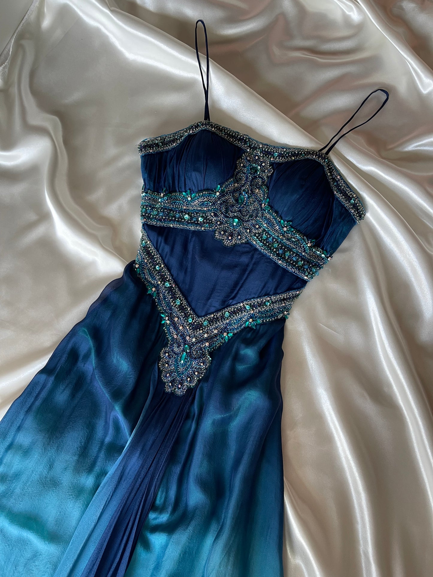 Blue Beaded Princess Jasmin Vintage Dress