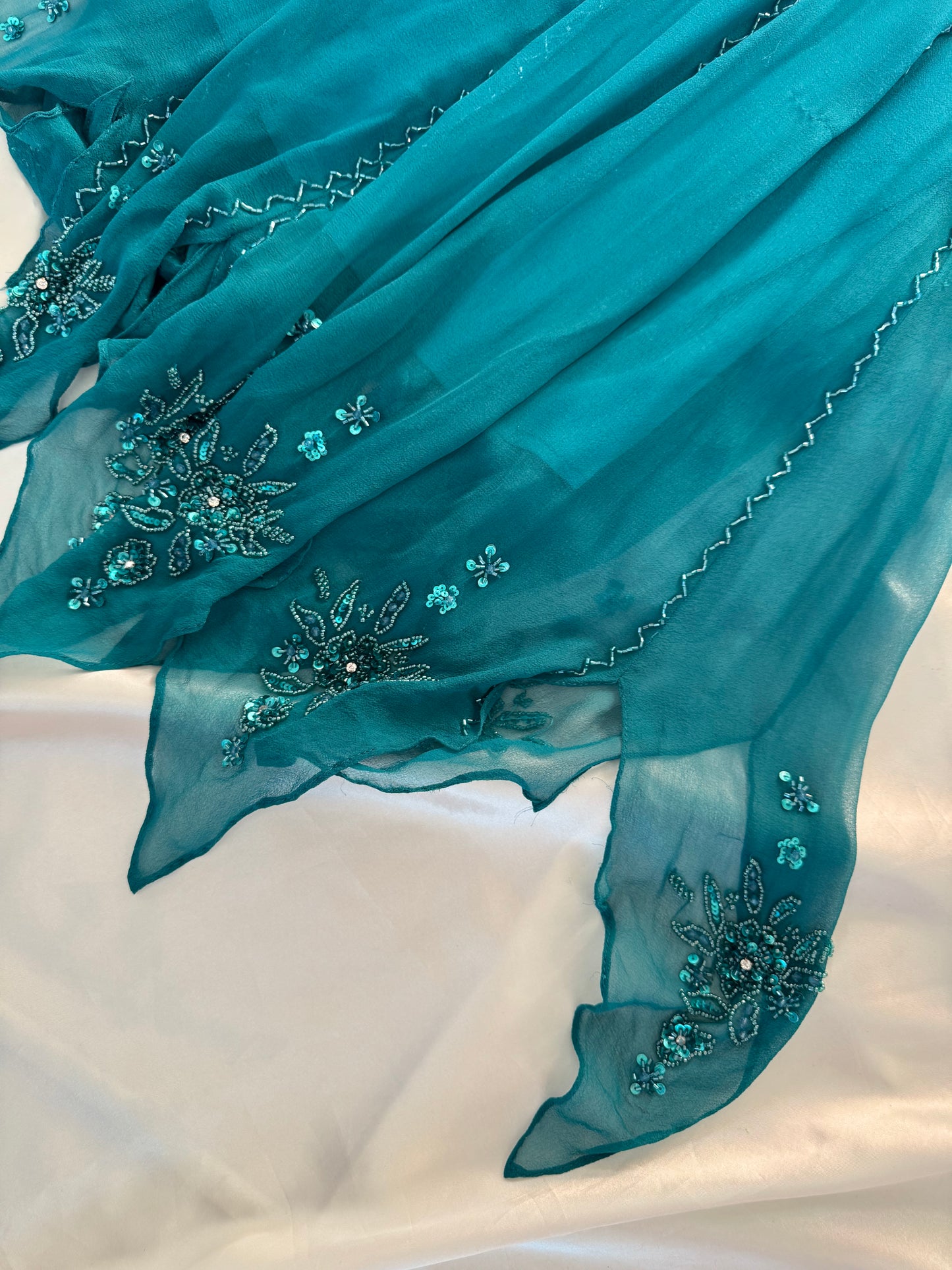 Spectacular Turquoise Beaded Silk Dress
