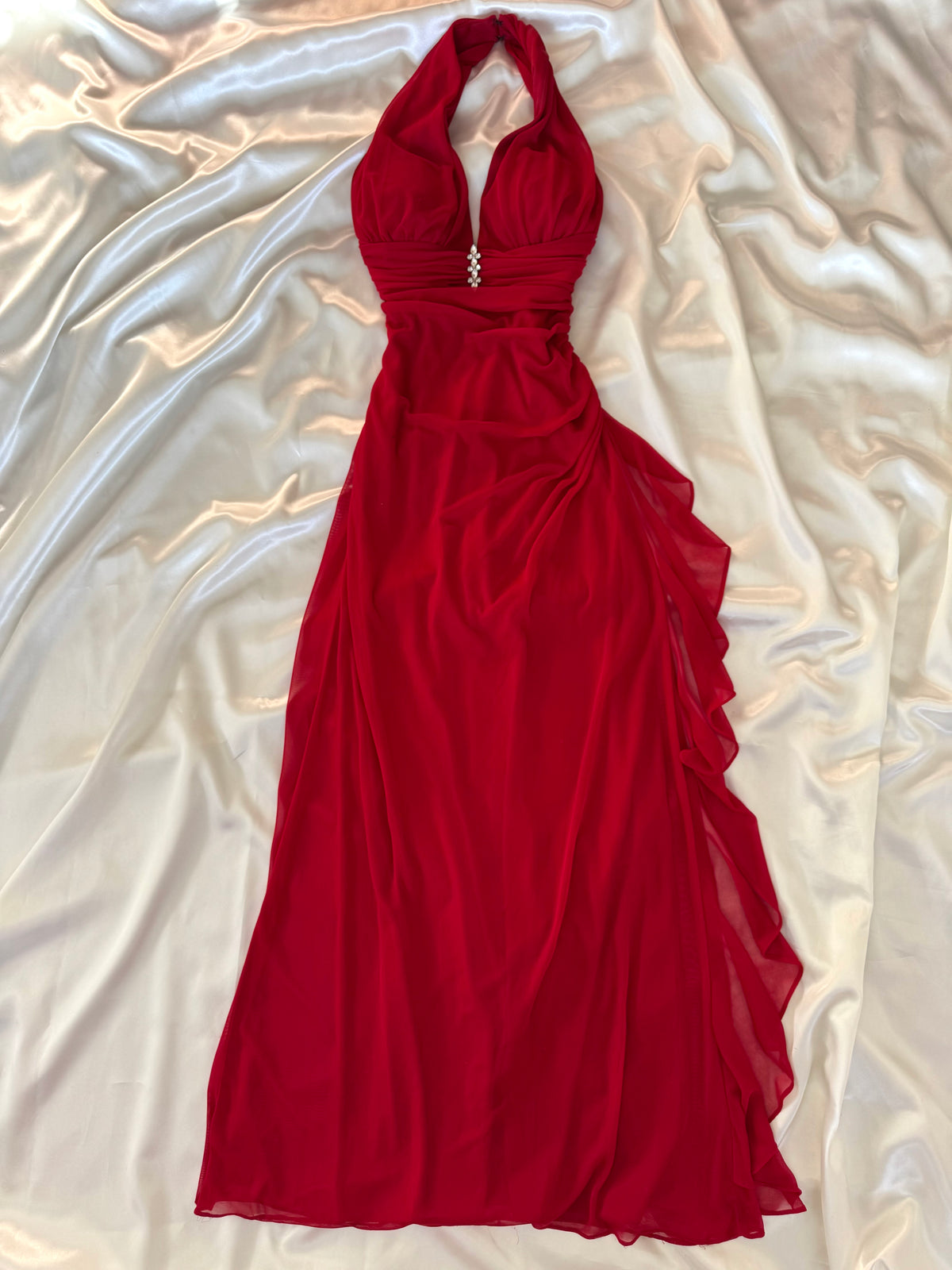 Red 00s Vintage Prom Dress