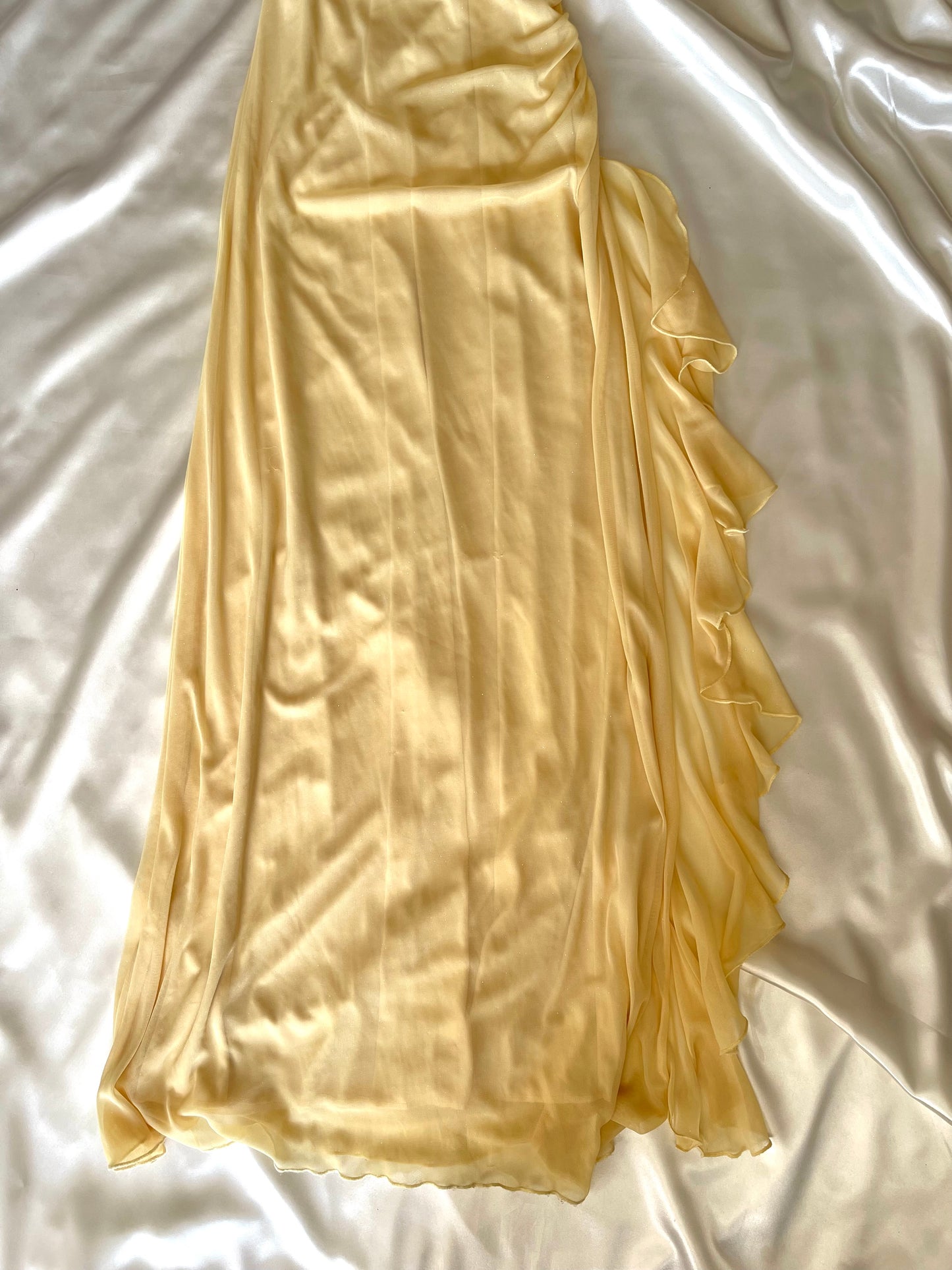 Sparkly Butter Yellow Halter Neck Vintage Dress