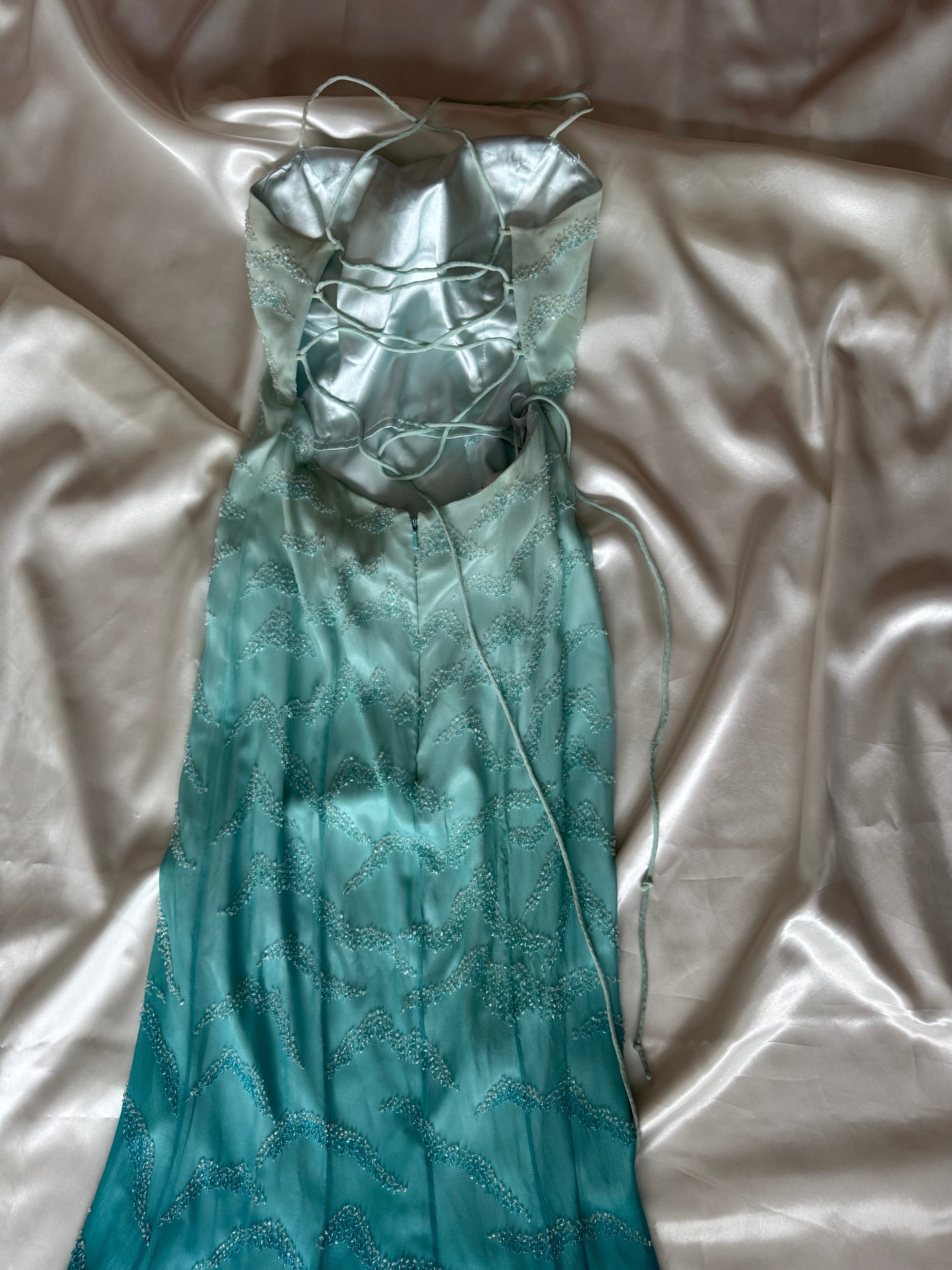 Enchanting Blue Silk Beaded Vintage Dress - REPAIR & RESTORE