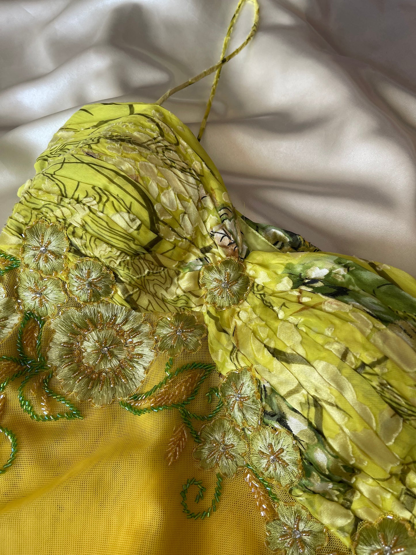 Spectacular Green Beaded Floral Dress