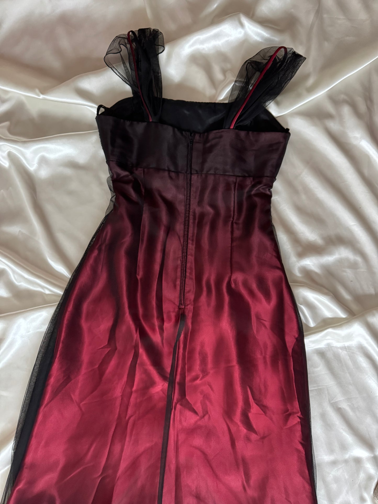 Gorgeous Red & Black Tulle Beaded Gothic Vintage Gown