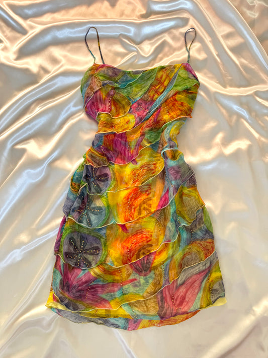 Colorful Floral Mini Rene Derhy Vintage dress
