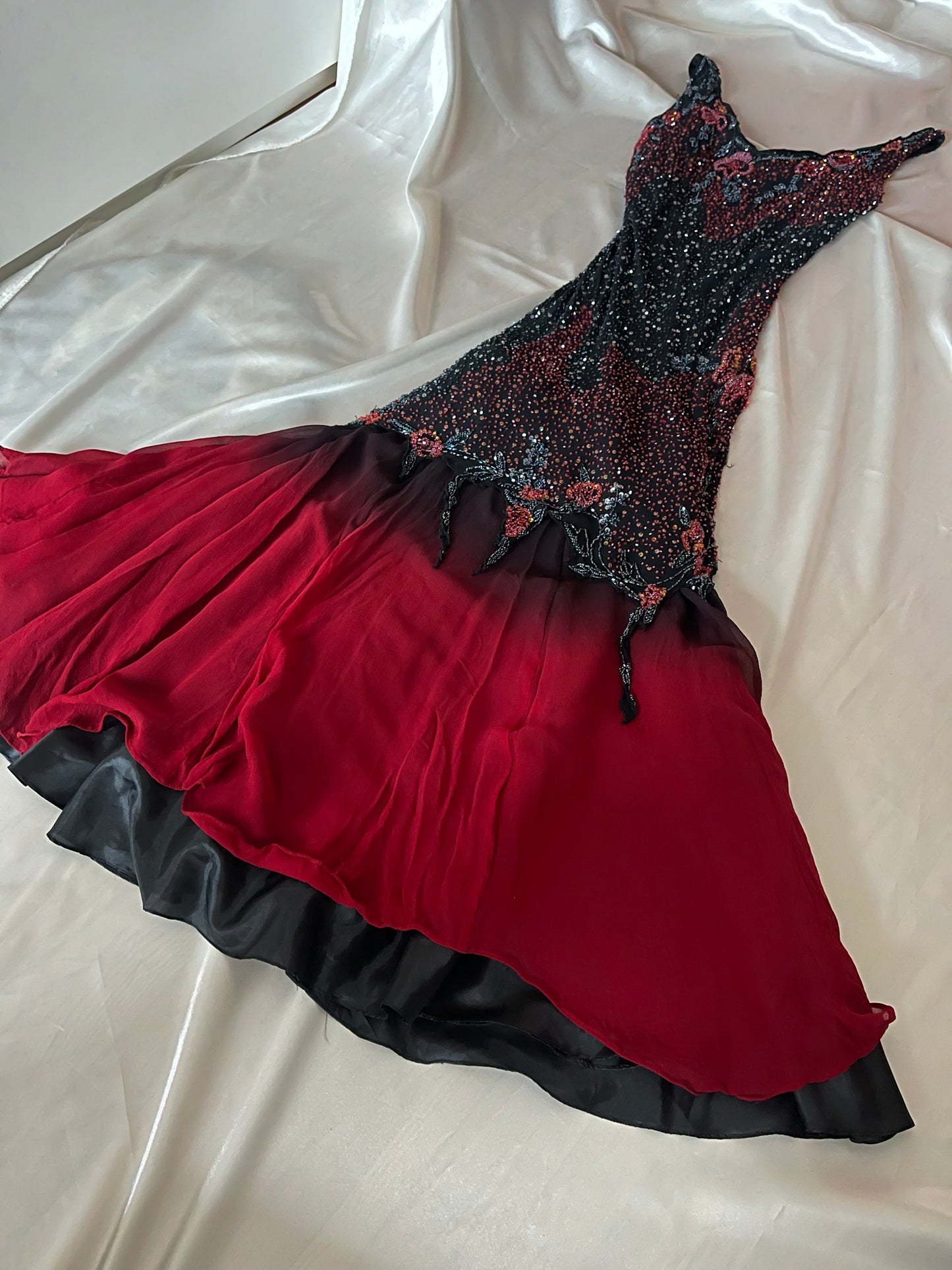 Spectacular Beaded Red & Black Mermaid Gown