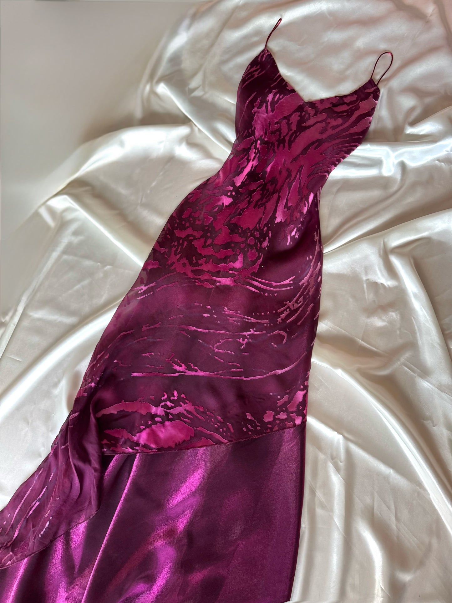 Dark Burgundy Vampy Long Vintage Satin Gown