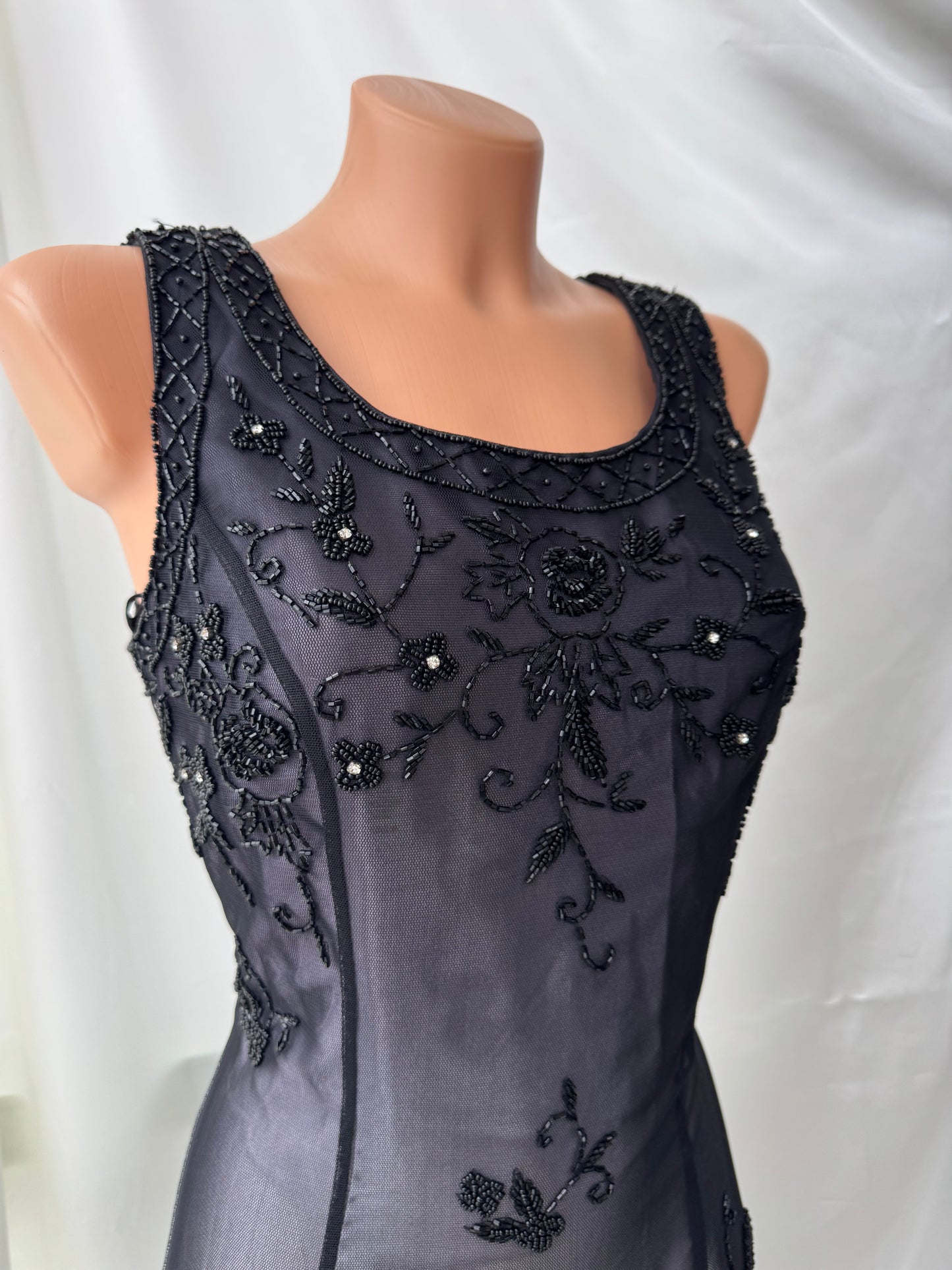 Gorgeous Gray Tulle Beaded Vintage Royal Gown
