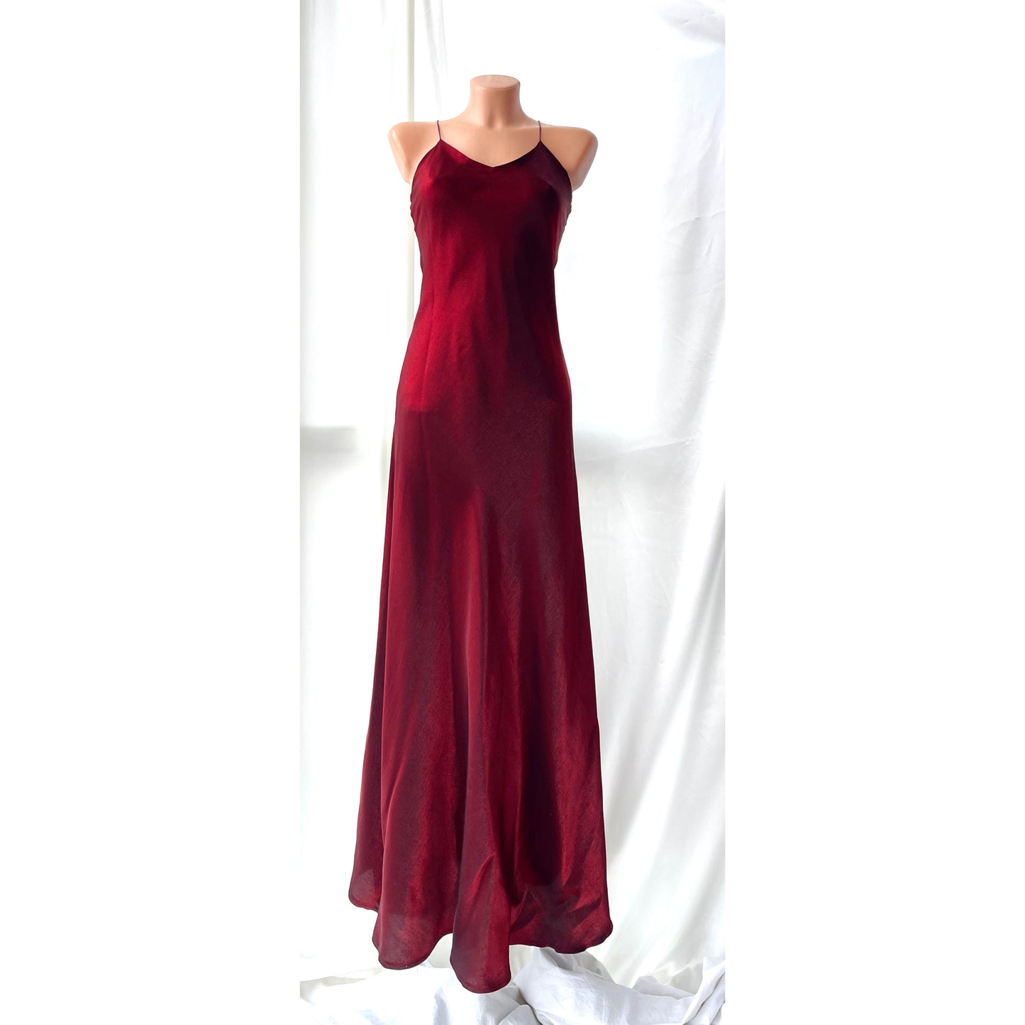 Dark Red Vampy Long Vintage Satin Gown