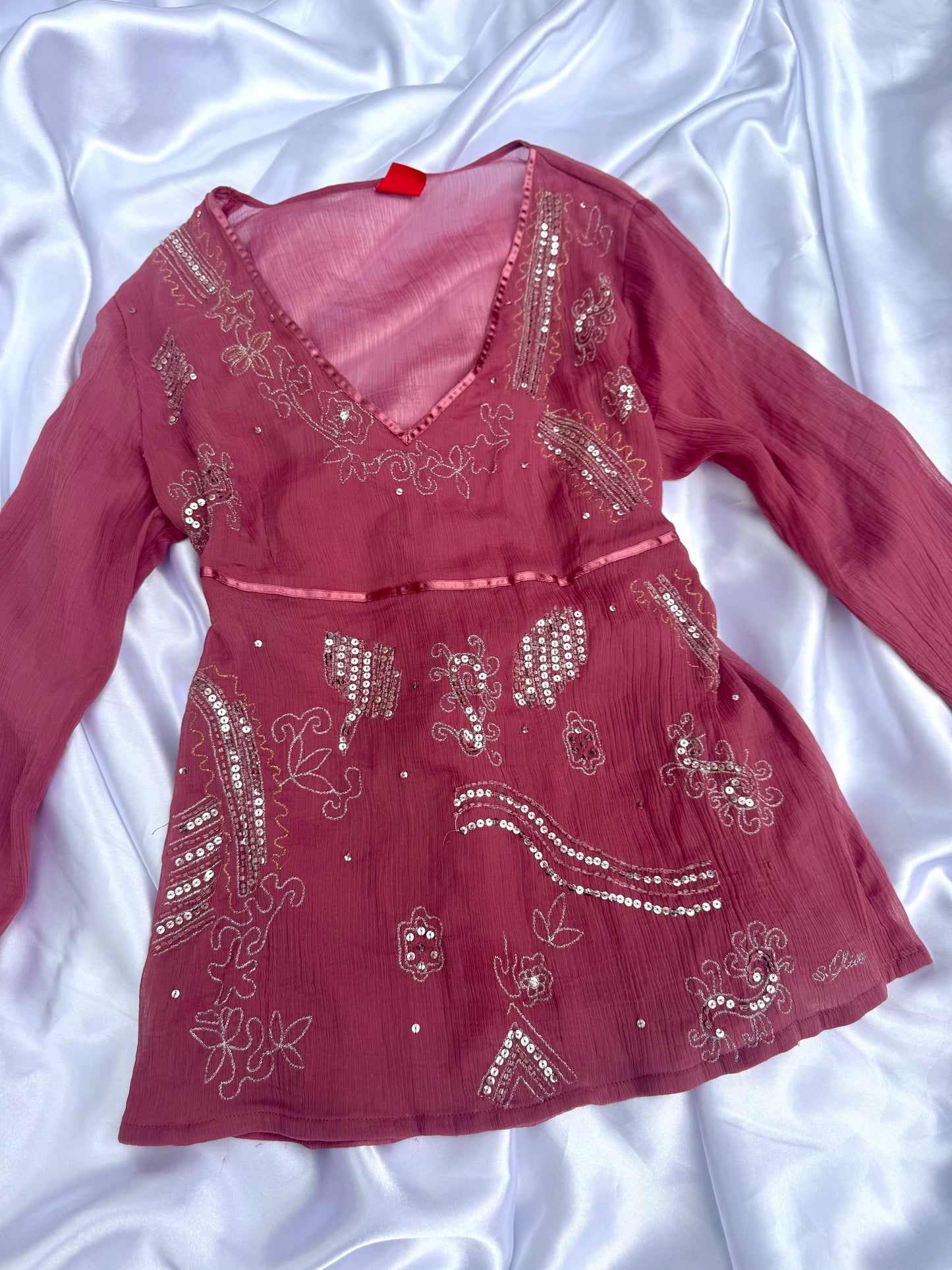 Pink & Silver Beaded Top