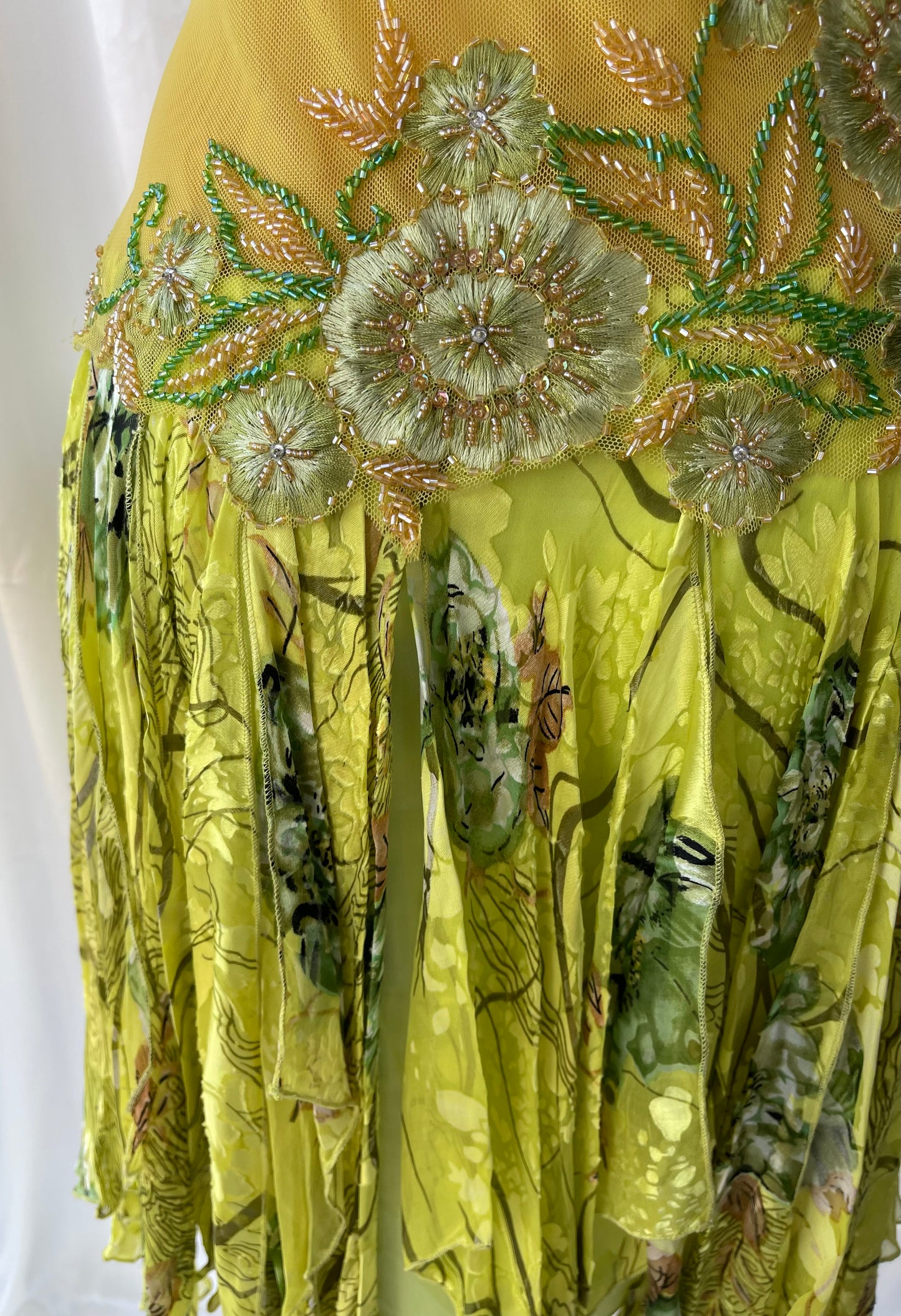 Spectacular Green Beaded Floral Dress
