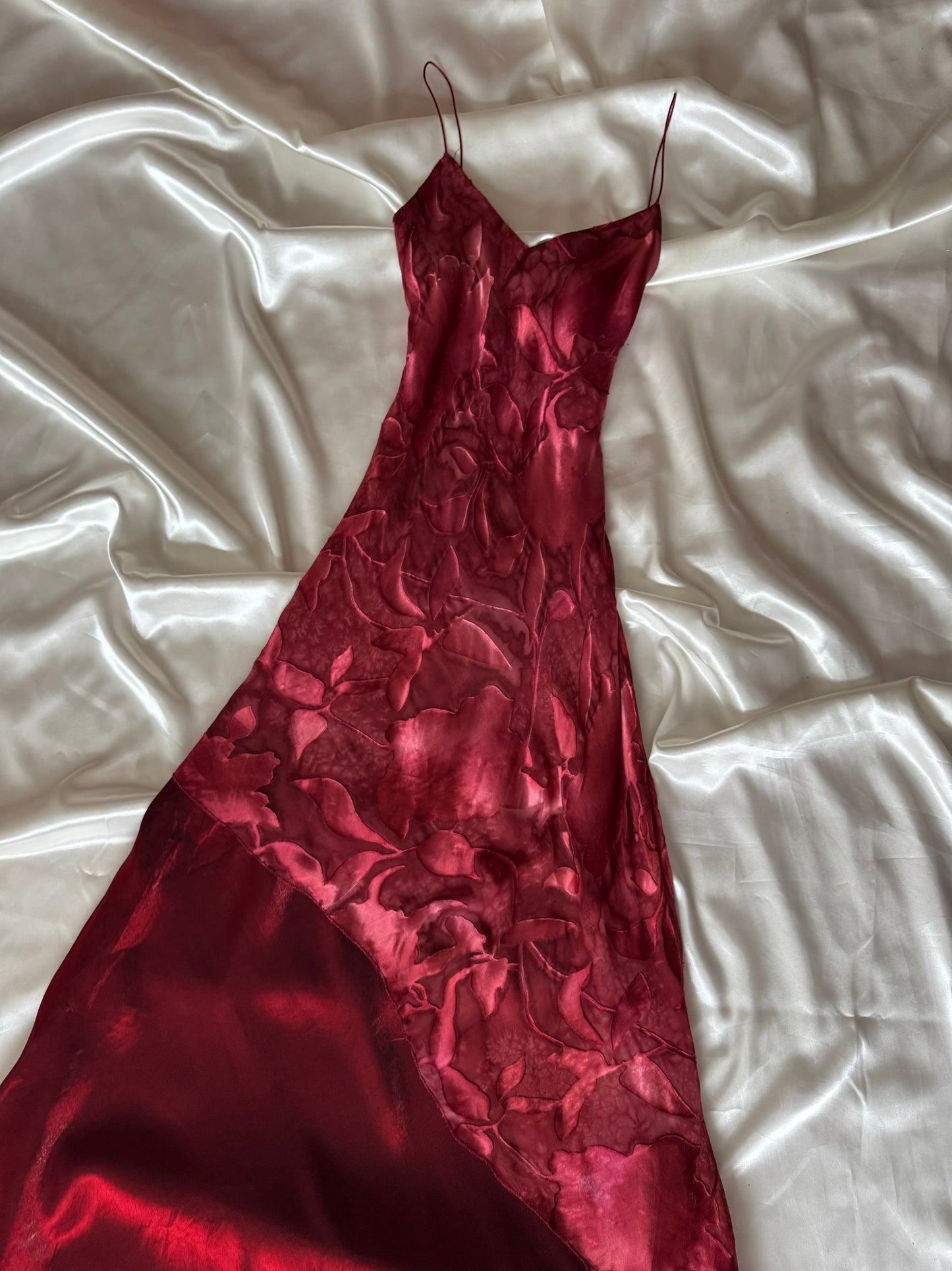 Dark Red Vampy Long Vintage Satin Gown