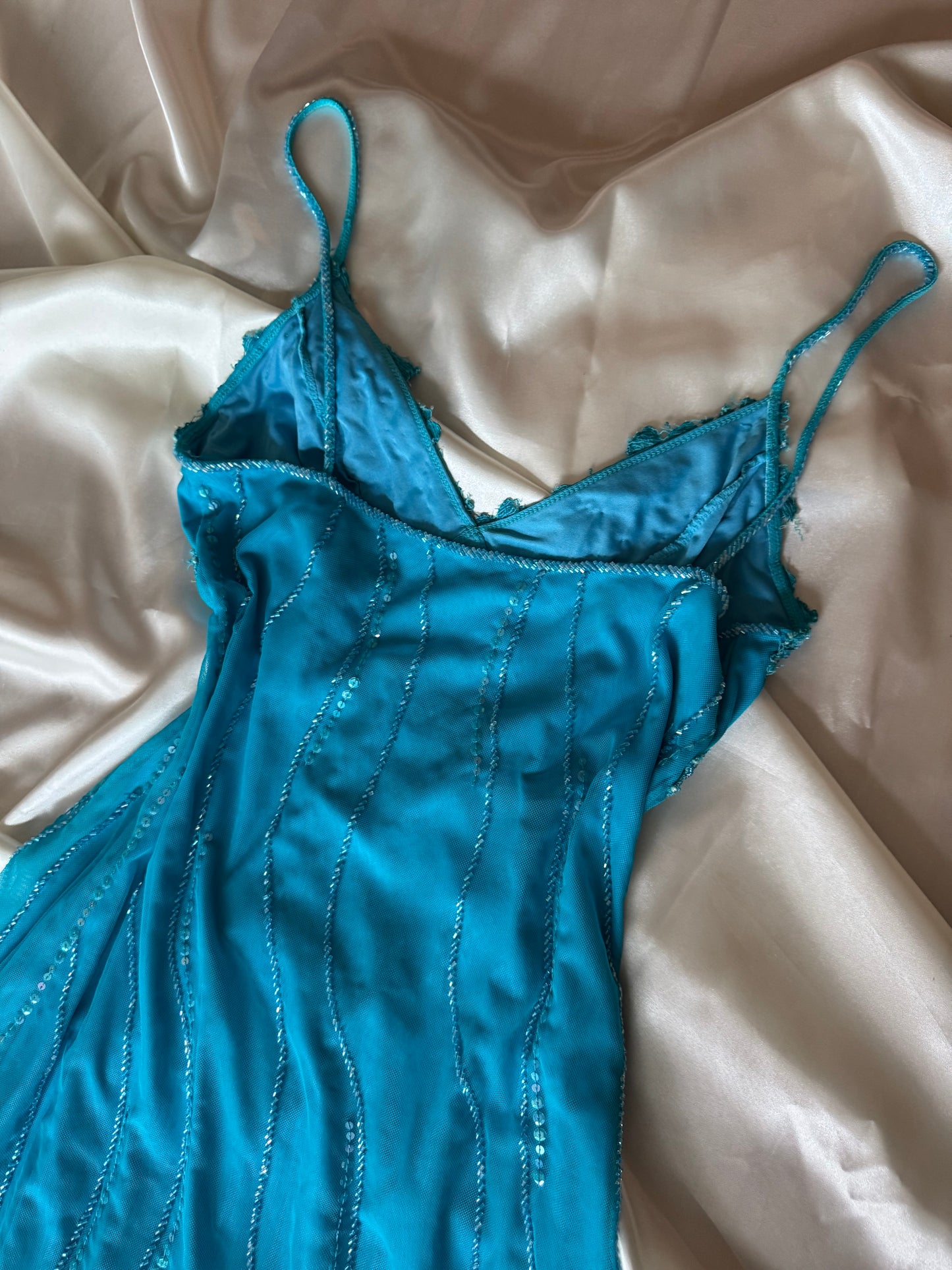 Spectacular Blue Vintage Beaded Dress