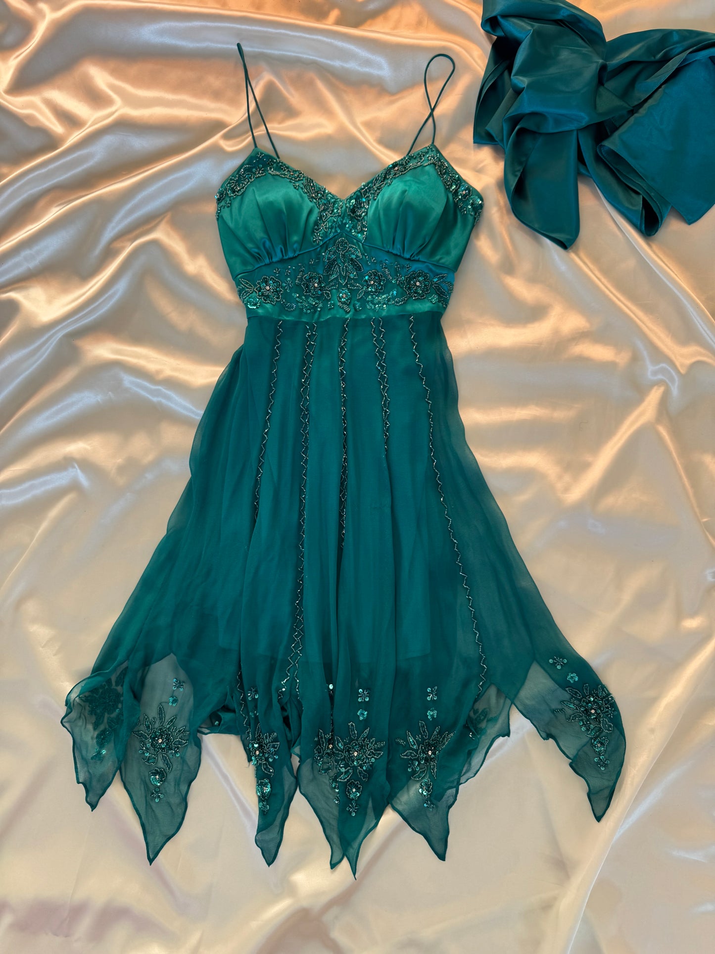 Spectacular Turquoise Beaded Silk Dress