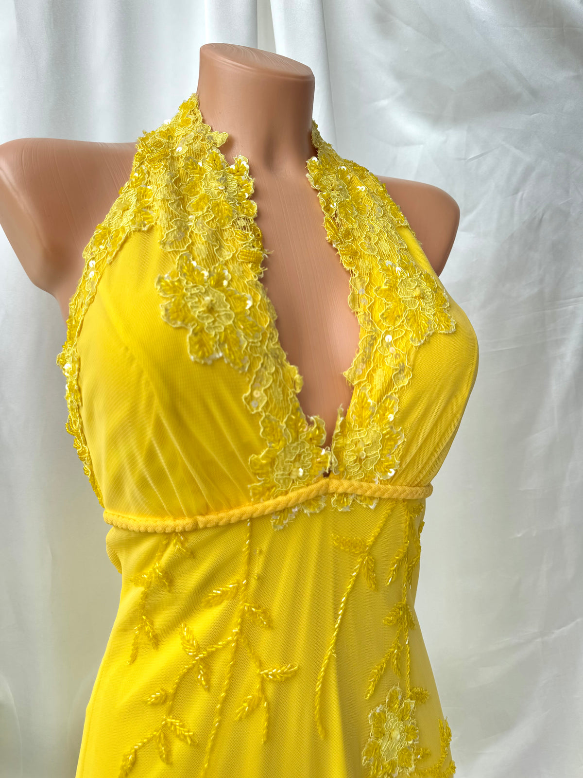 Yellow Beaded Lace Vintage Aftershock Summer Dress