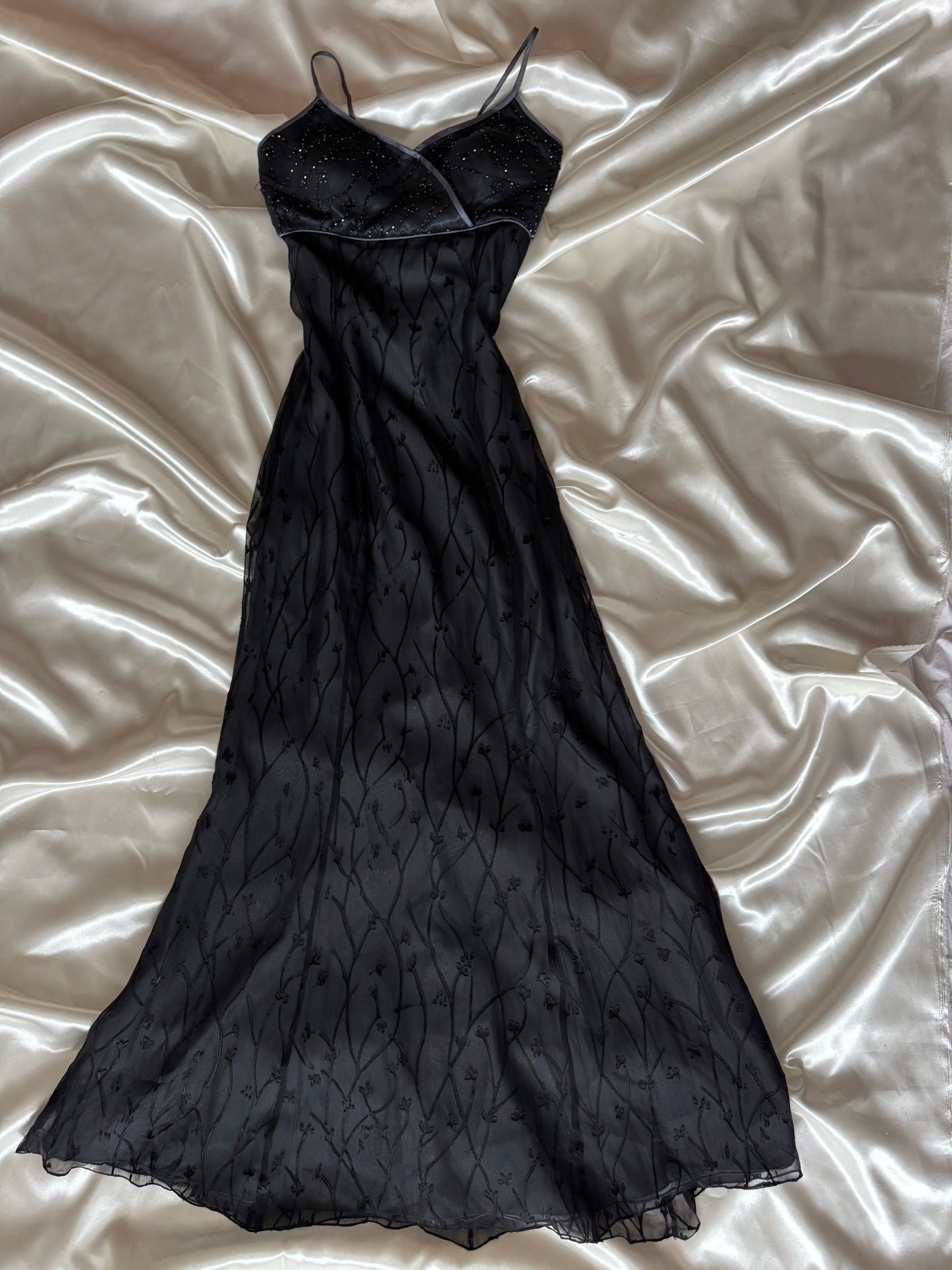 Gorgeous Gray Beaded Floral Vintage Royal Gown