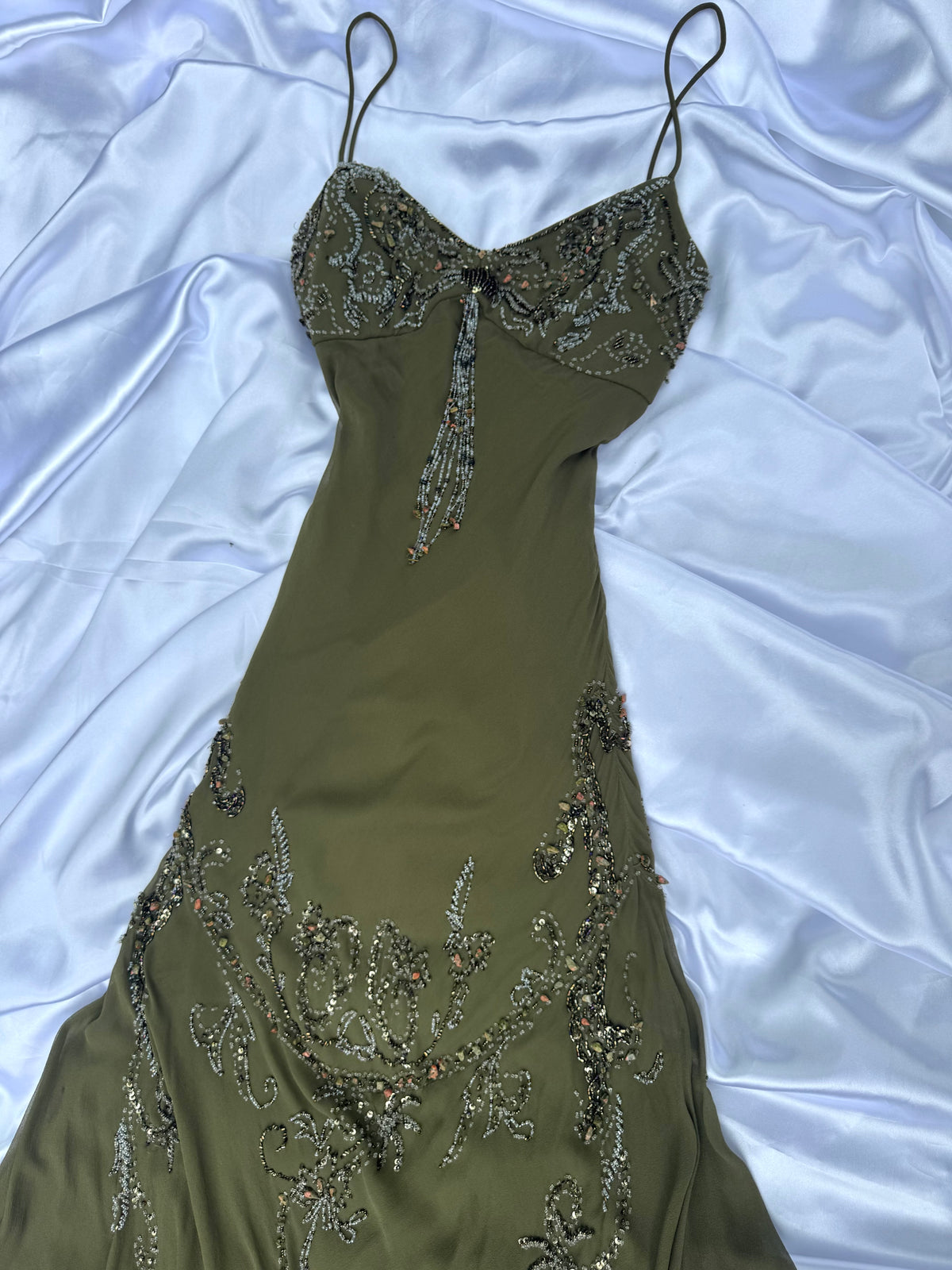 Spectacular Green Beaded Long dress