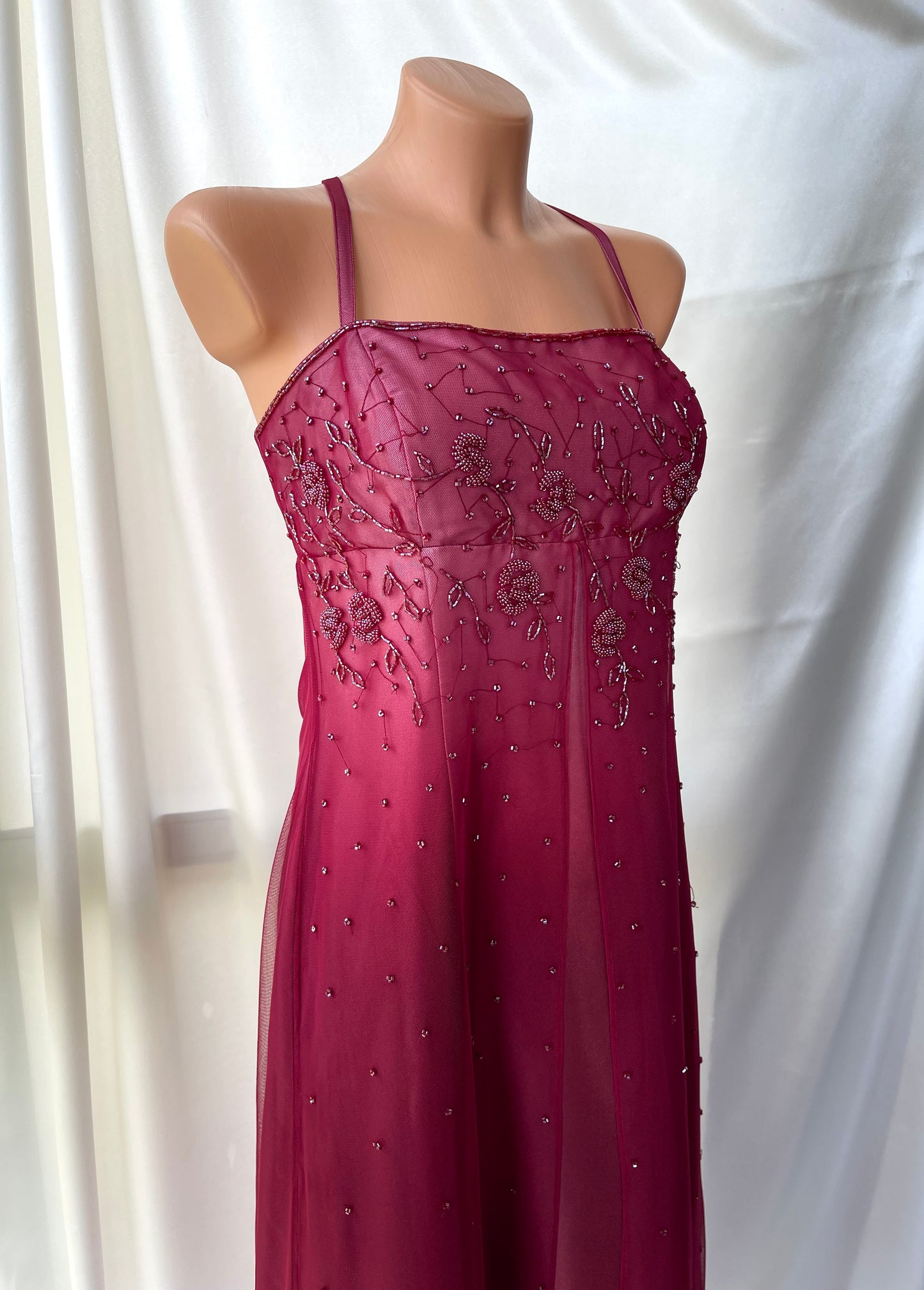 Gorgeous Red Tuille Beaded Vintage Royal Gown