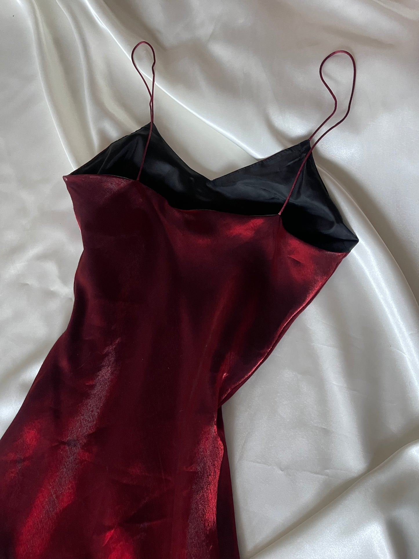 Dark Red Vampy Long Vintage Satin Gown