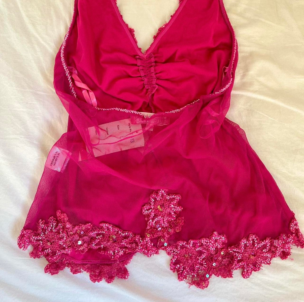 Beautiful Pink or Turquoise Beaded Vintage Halter Top