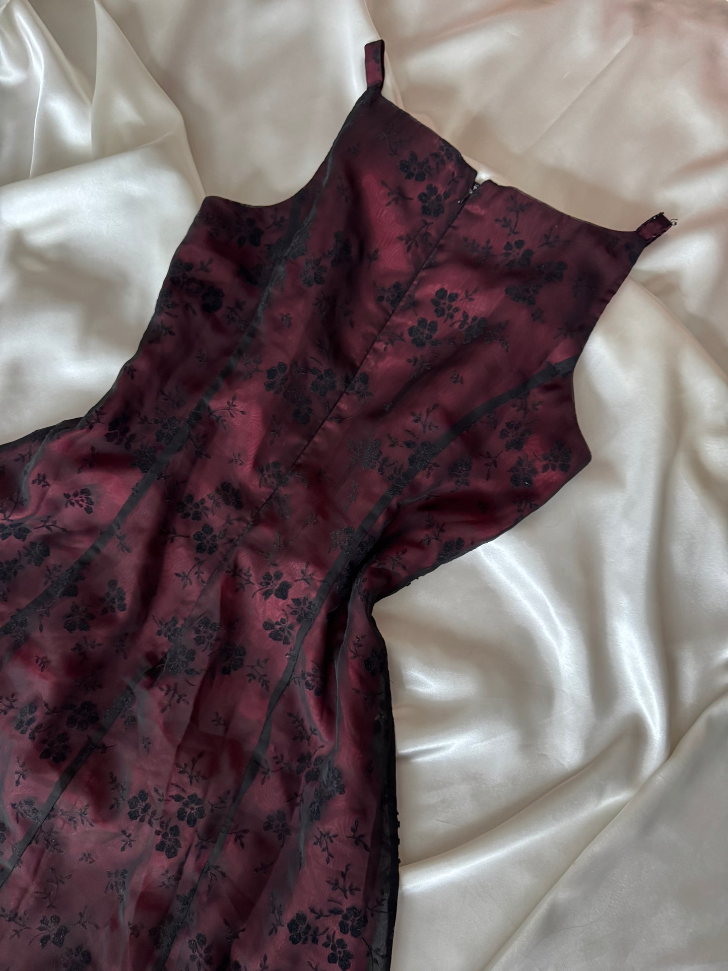 Gorgeous Red & Black Tulle Beaded Gothic Vintage Gown