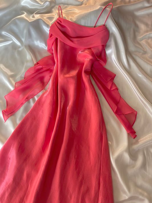 Elegant Coral Pink Vintage Dress