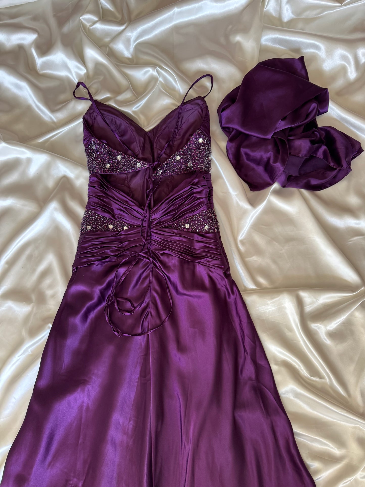 Long Purple Beaded Dress