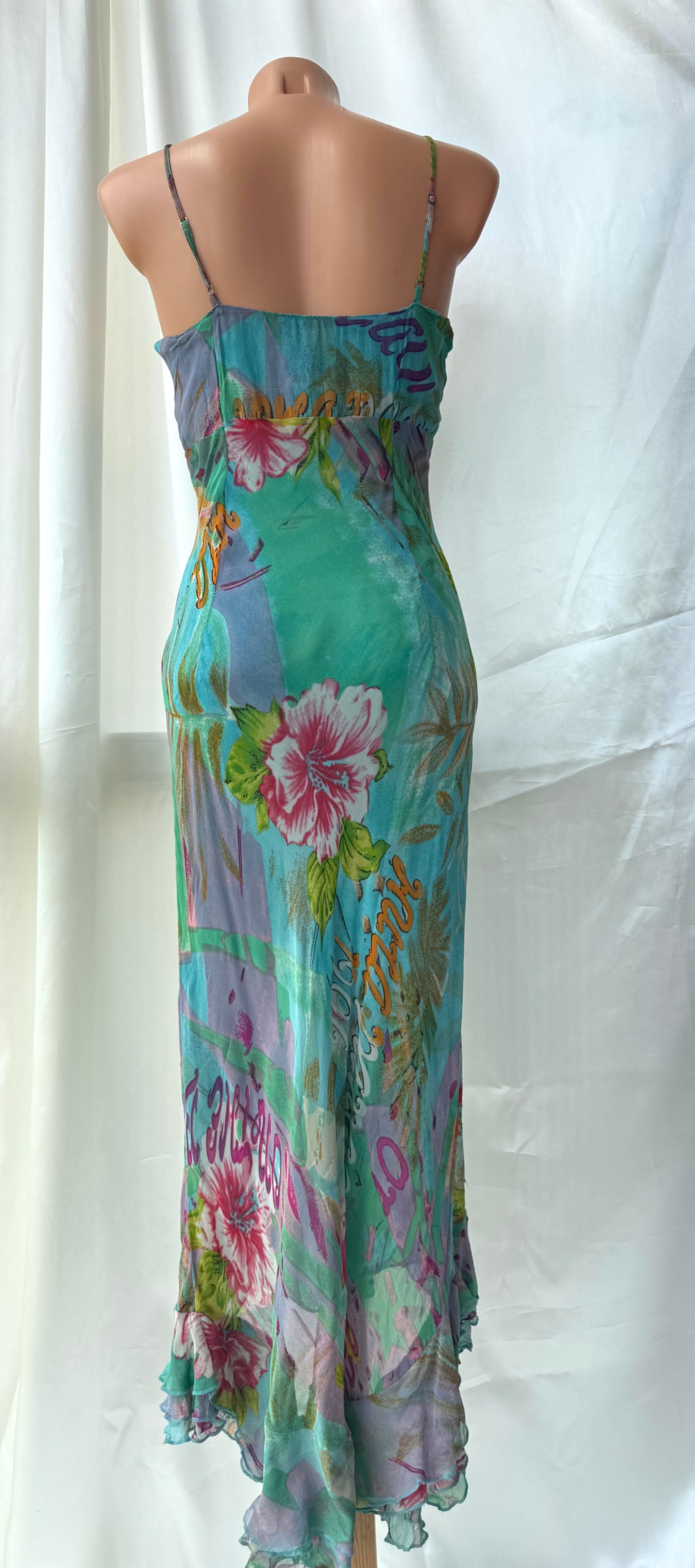 Stunning Beaded Vintage Blue Flower Dress