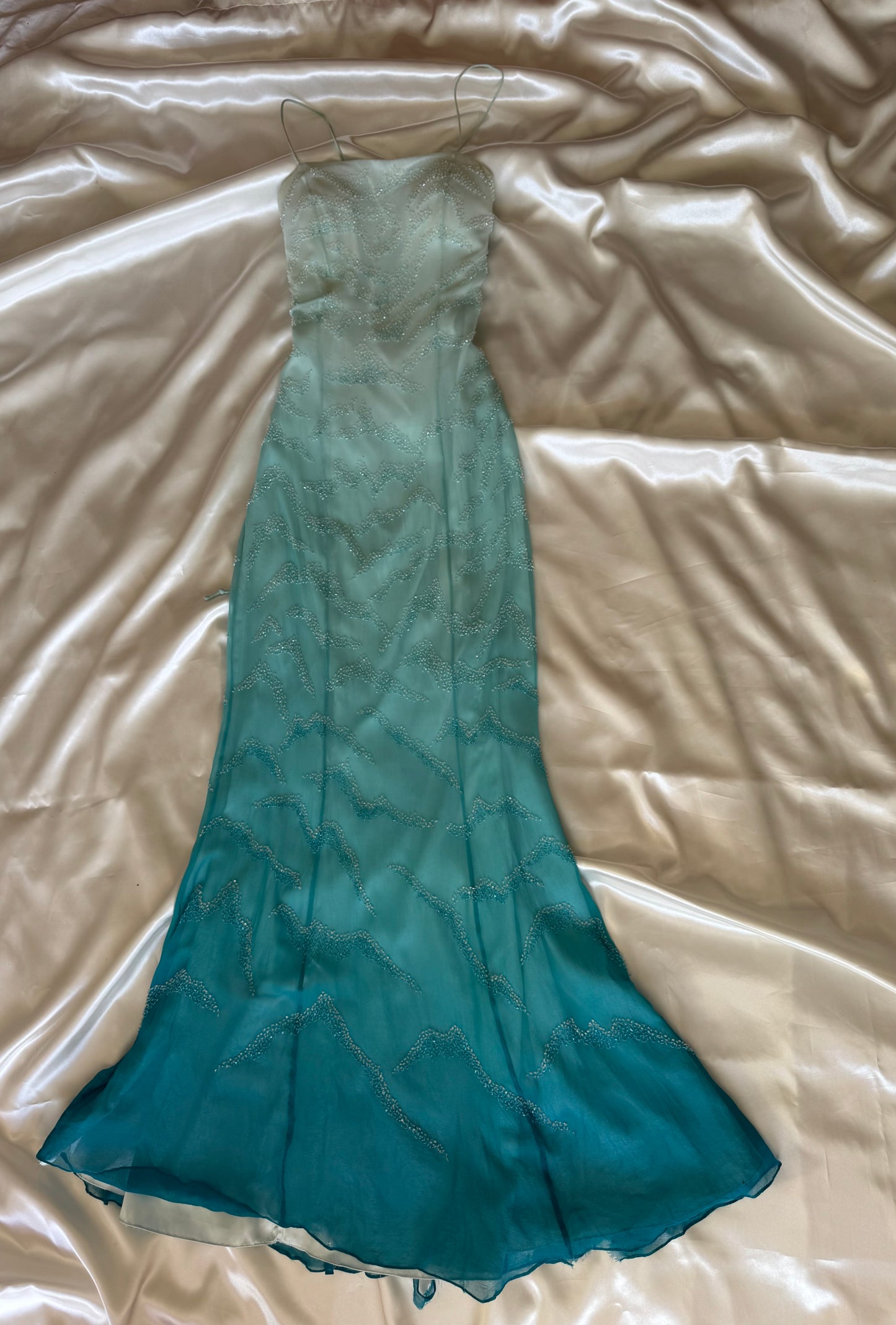 Enchanting Blue Silk Beaded Vintage Dress - REPAIR & RESTORE