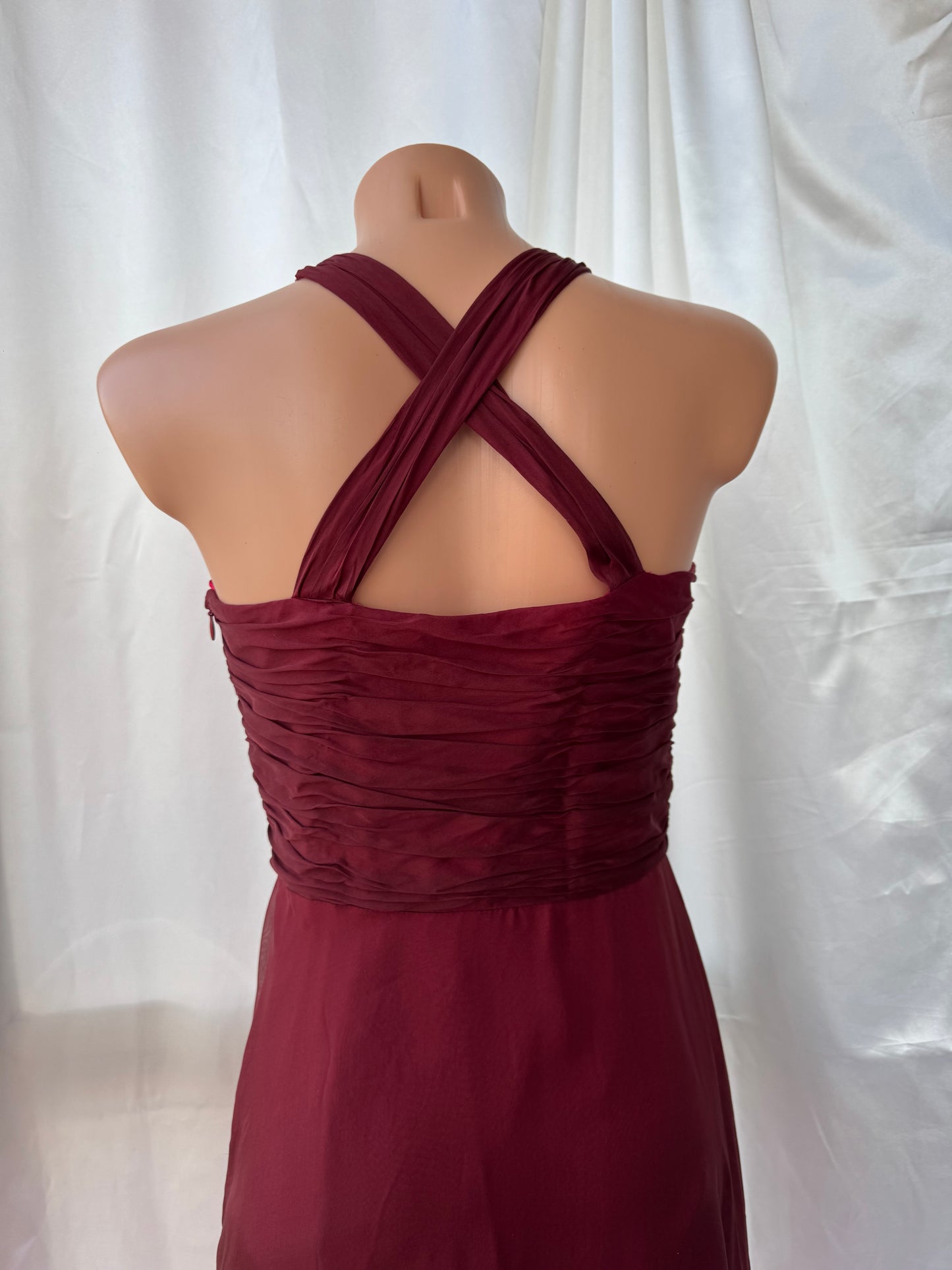 Vintage Long Red Beaded Silk Dress