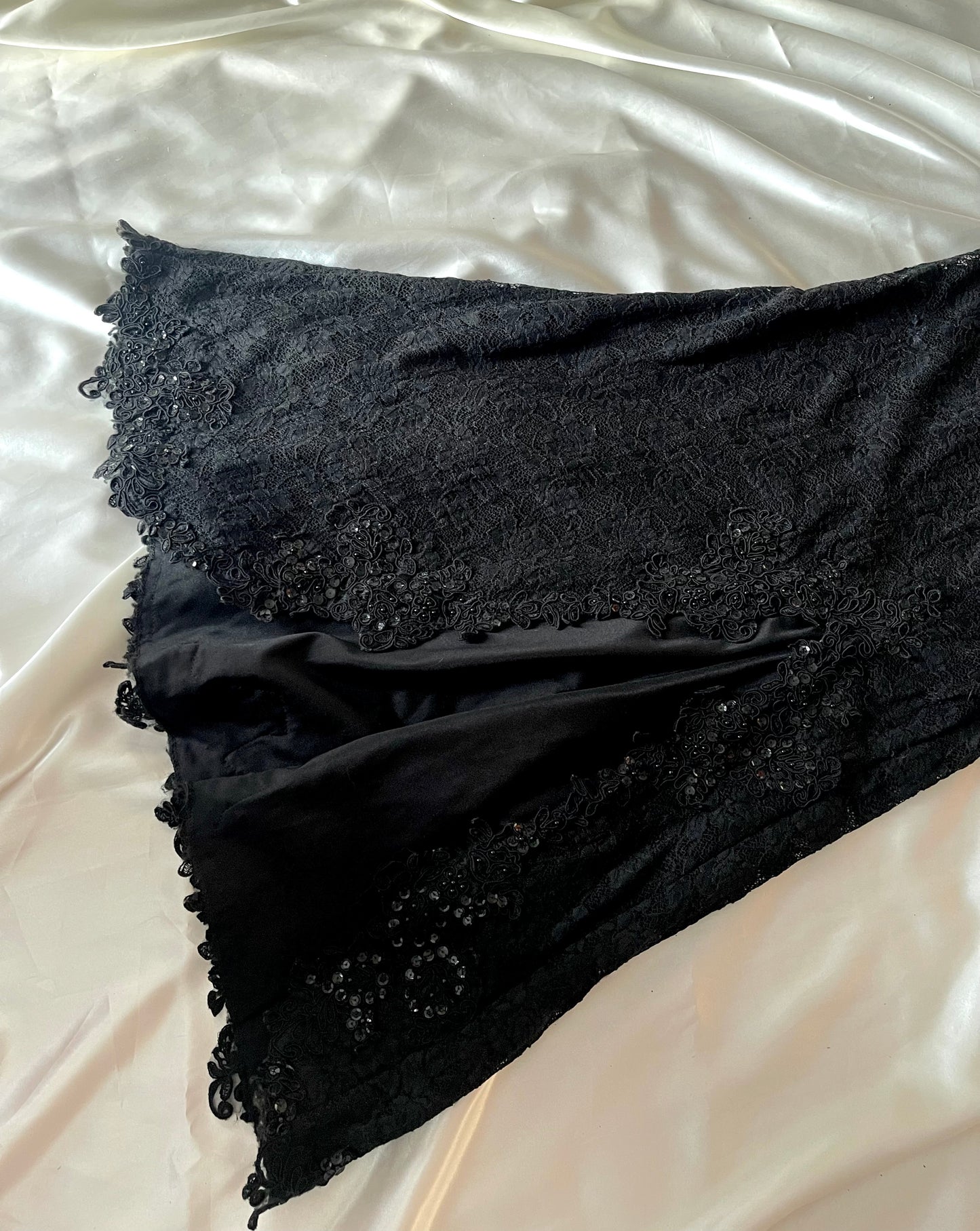 Black Vintage Gown with Lace Detailing