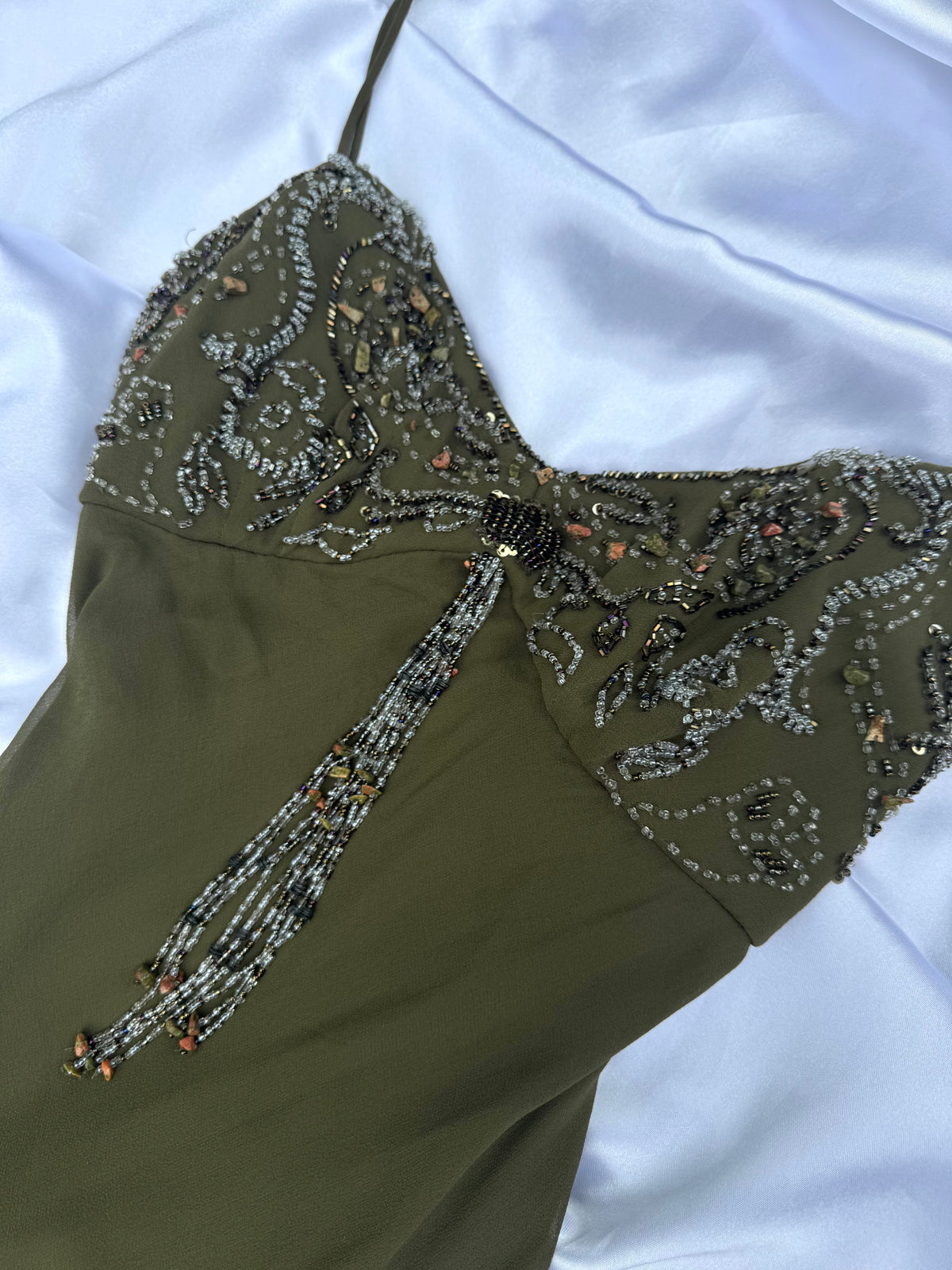 Spectacular Green Beaded Long dress