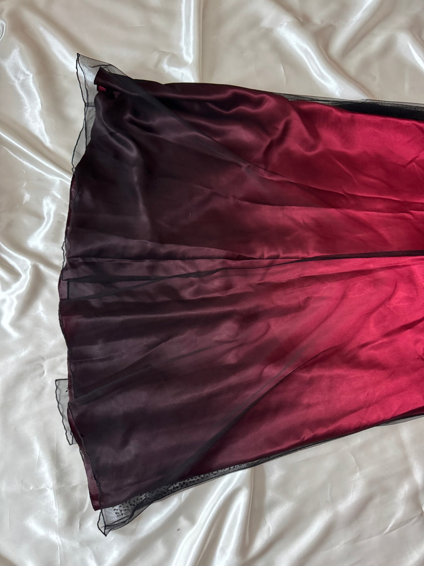 Gorgeous Red & Black Tulle Beaded Gothic Vintage Gown