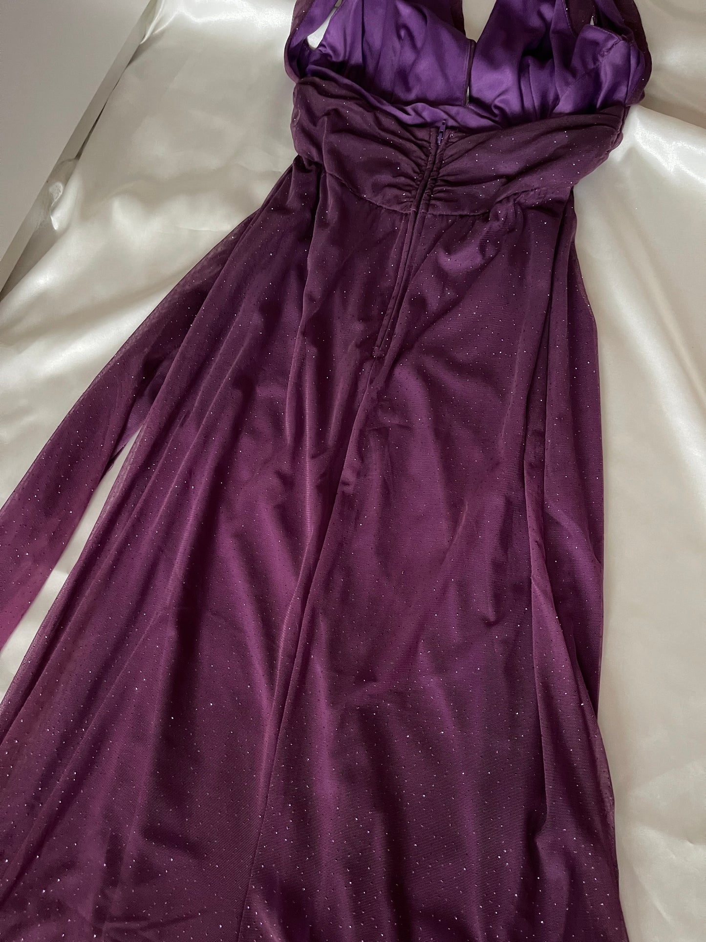 Sparkly Purple Halter Neck Vintage Dress