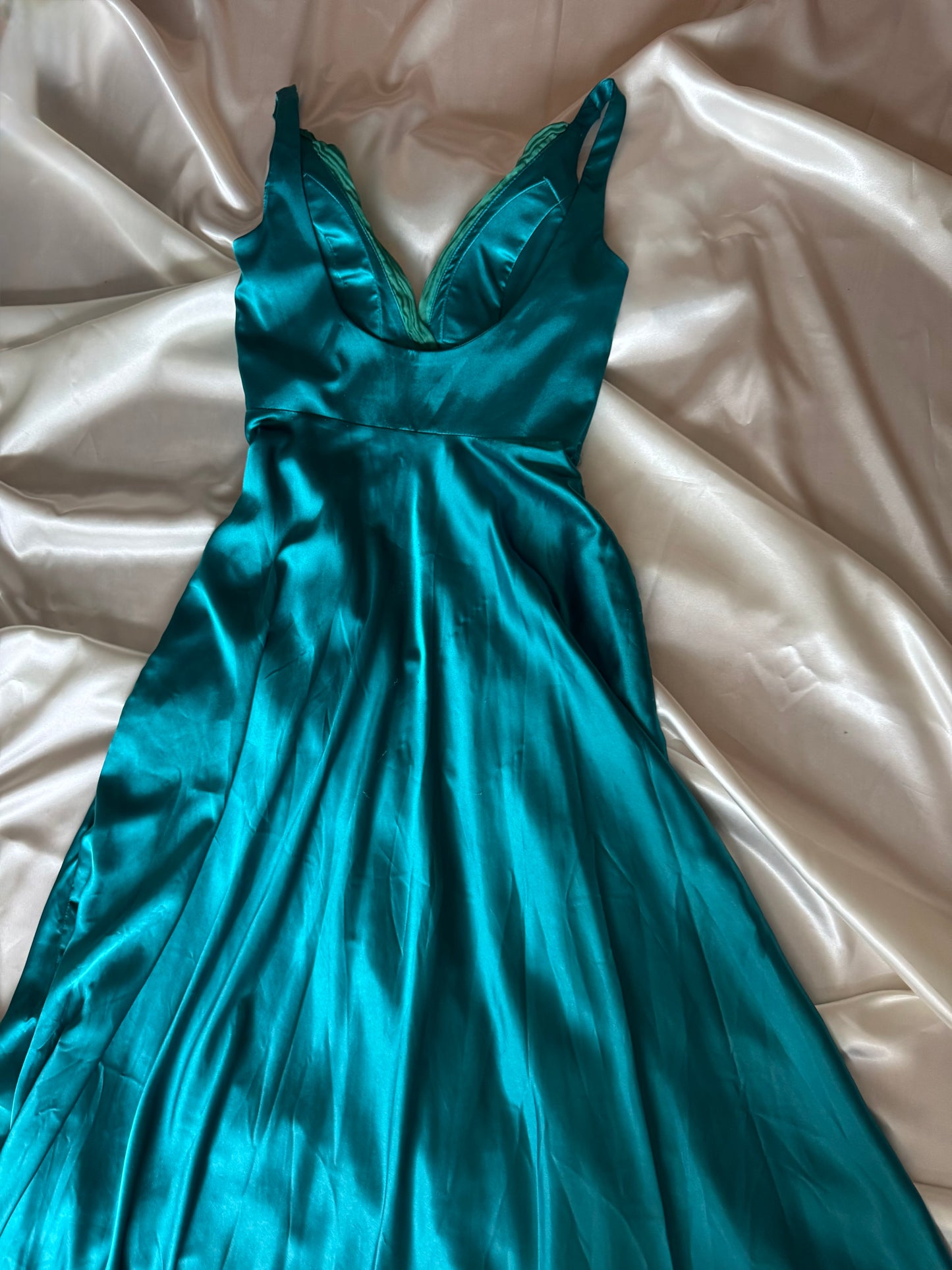 Absolutely Beautiful Butterfly Green Blue Vintage Beaded Dress