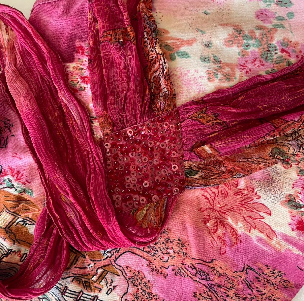 Beaded Rene Derhy Top with Silk Detailing