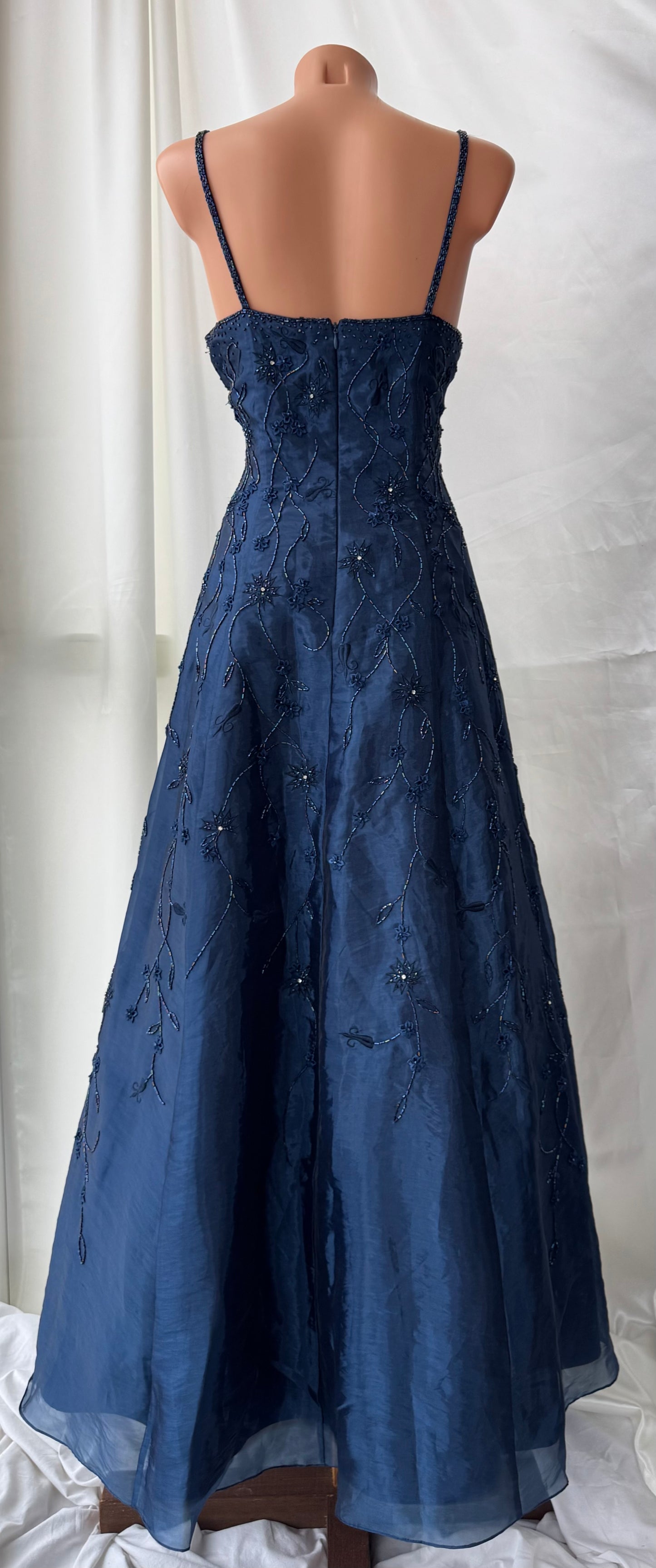 Gorgeous Blue Tulle Beaded Gothic Vintage Gown
